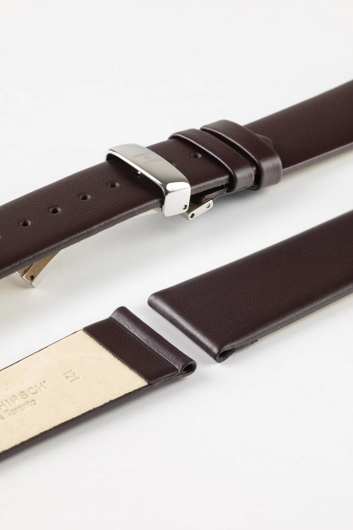 Hirsch TORONTO NQR Fine-Grained Leather Watch Strap in BROWN - Image 9