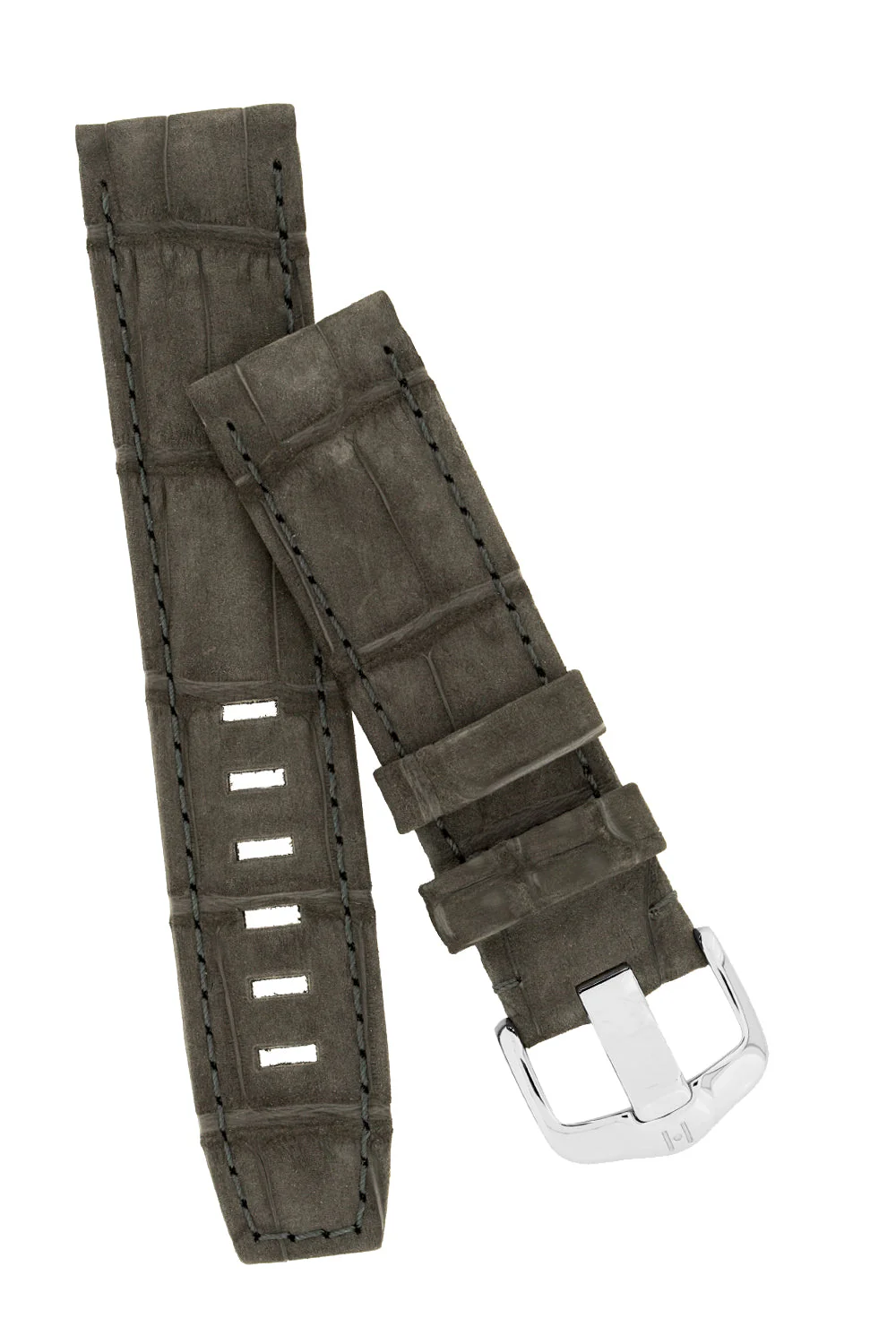 Hirsch TRITONE Nubuck Alligator Leather Watch Strap in BLACK - Image 4