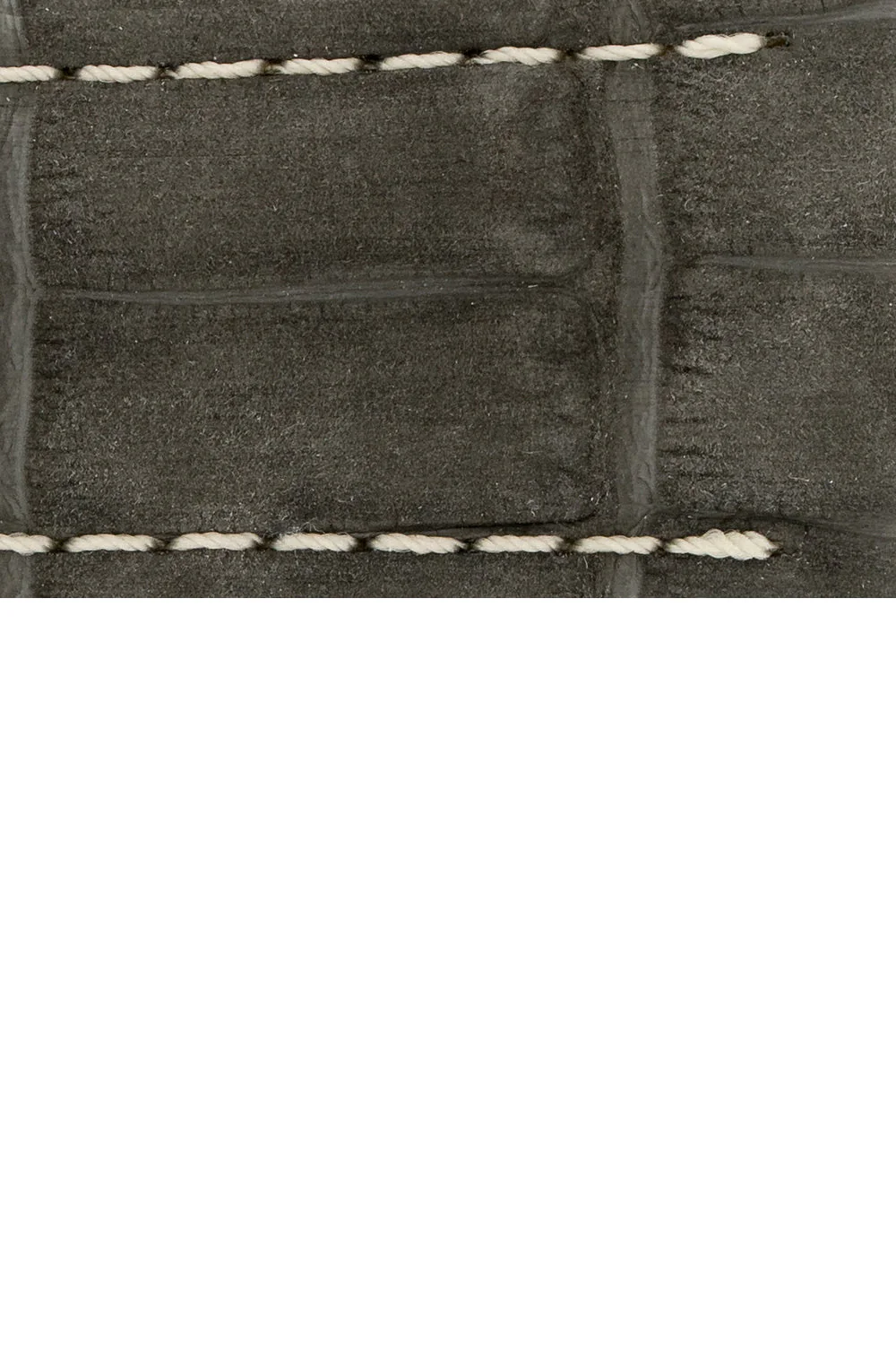 Hirsch TRITONE Nubuck Alligator Leather Watch Strap in BLACK With WHITE Stitching - Image 2
