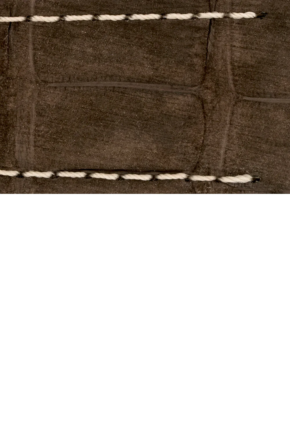Hirsch TRITONE Nubuck Alligator Leather Watch Strap in BROWN With WHITE Stitching - Image 2