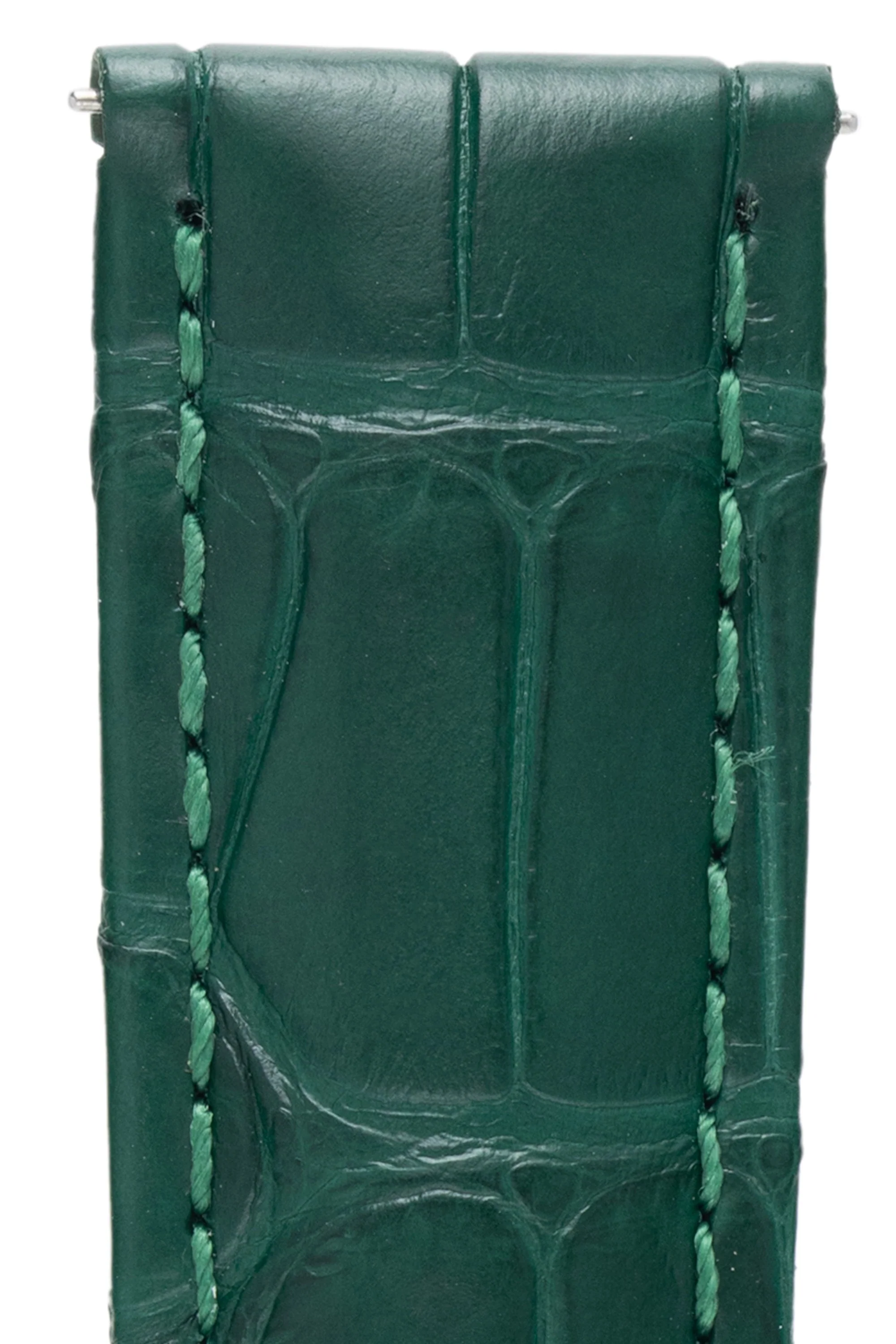 Hirsch TRITONE Padded Alligator Leather Watch Strap in DARK GREEN - Image 2