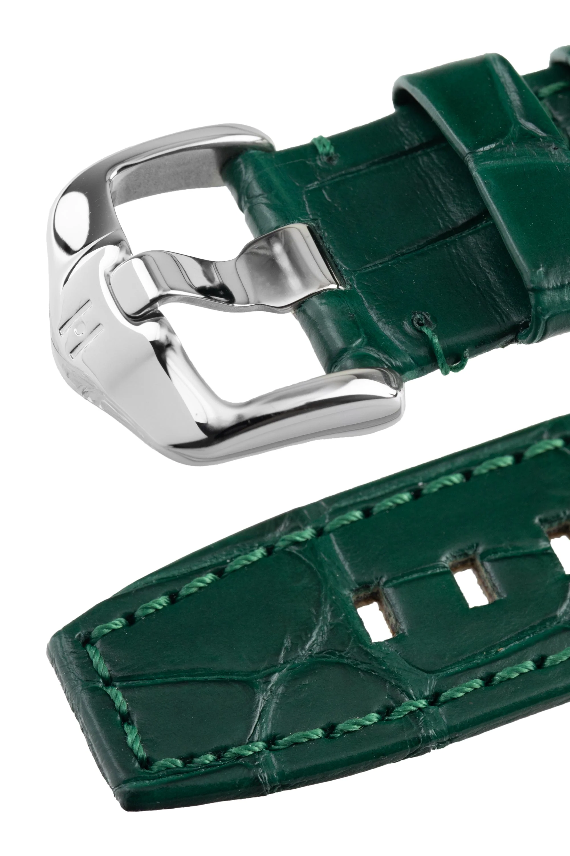 Hirsch TRITONE Padded Alligator Leather Watch Strap in DARK GREEN - Image 5