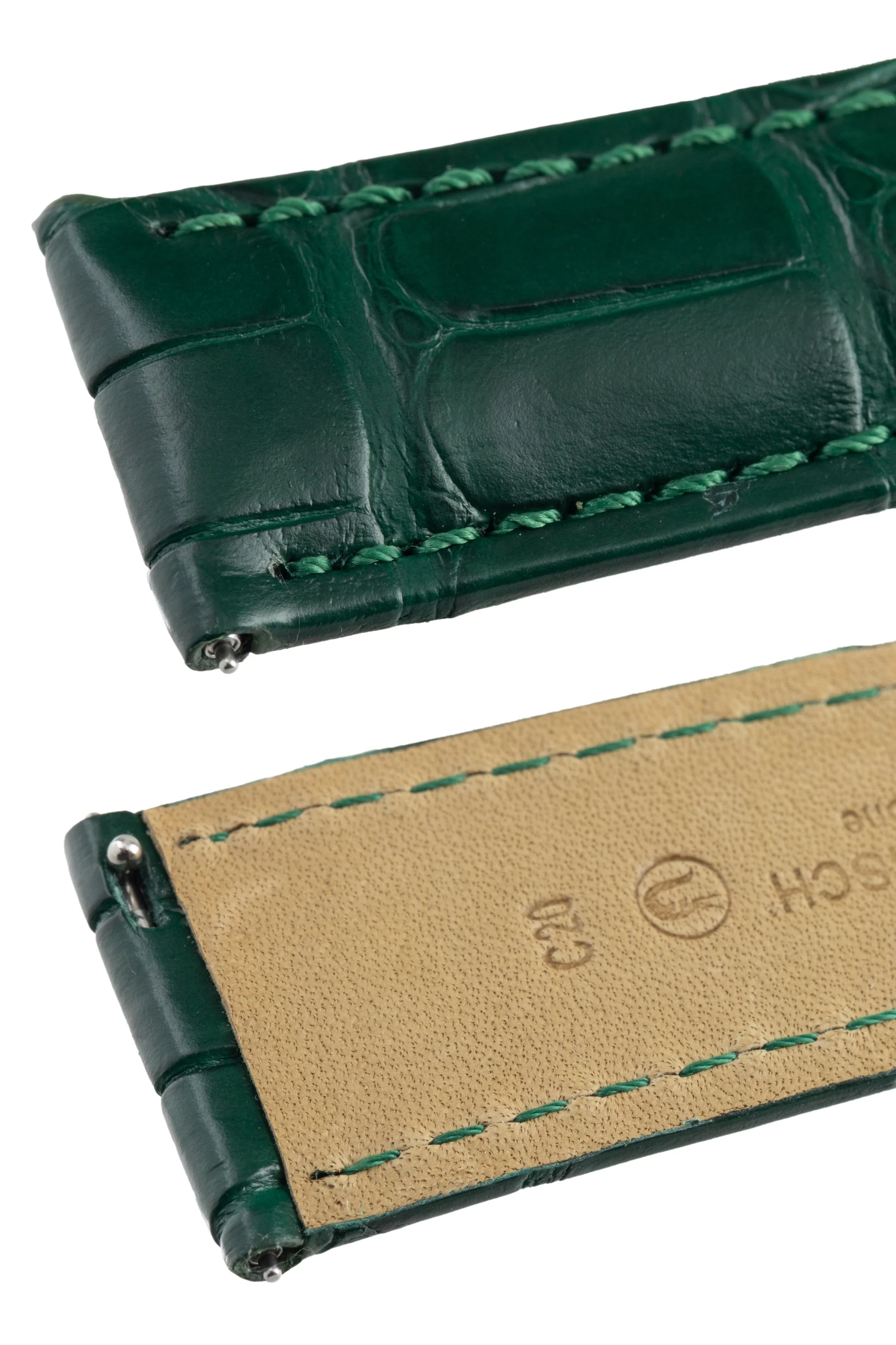 Hirsch TRITONE Padded Alligator Leather Watch Strap in DARK GREEN - Image 6