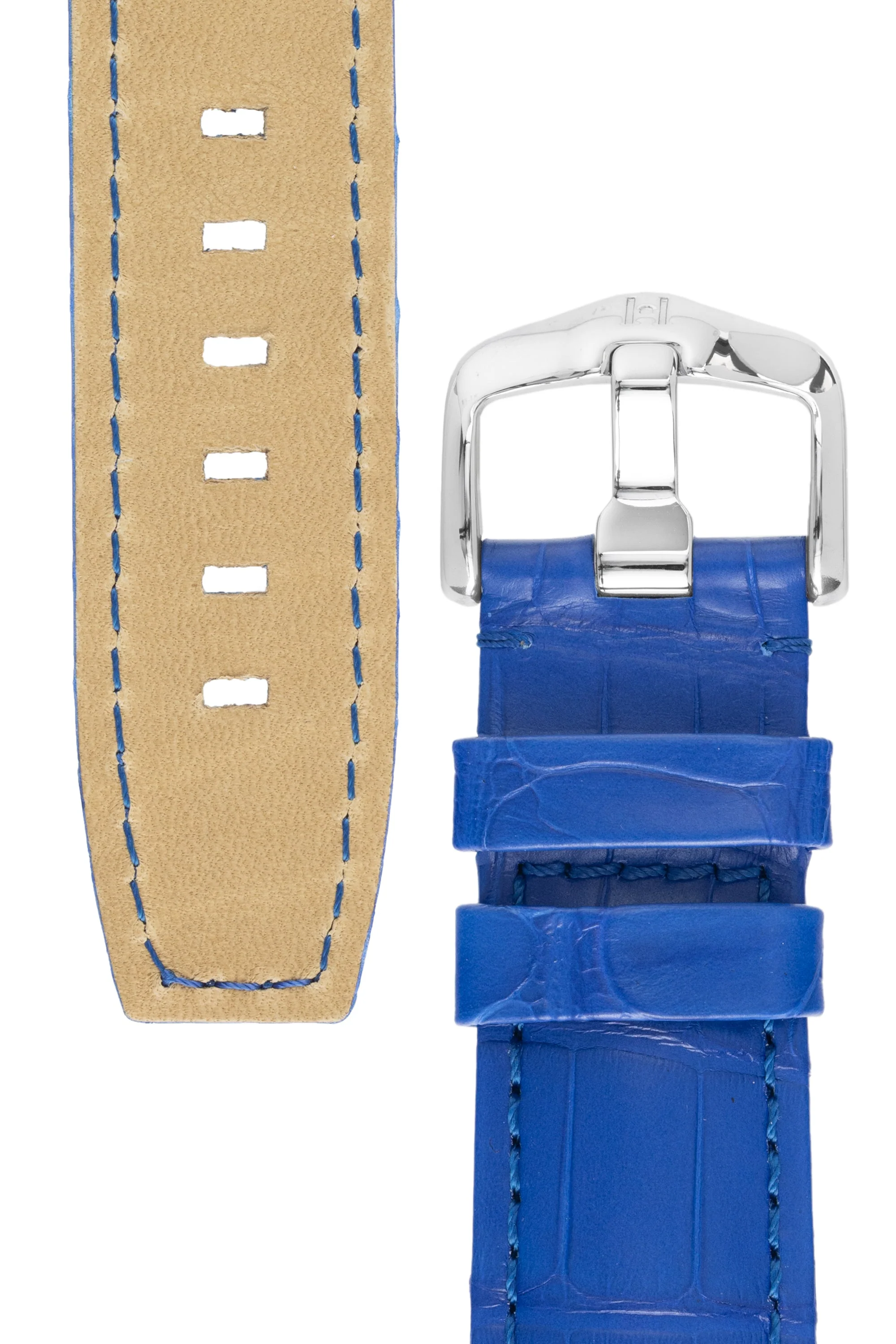 Hirsch TRITONE Padded Alligator Leather Watch Strap in ROYAL BLUE - Image 3