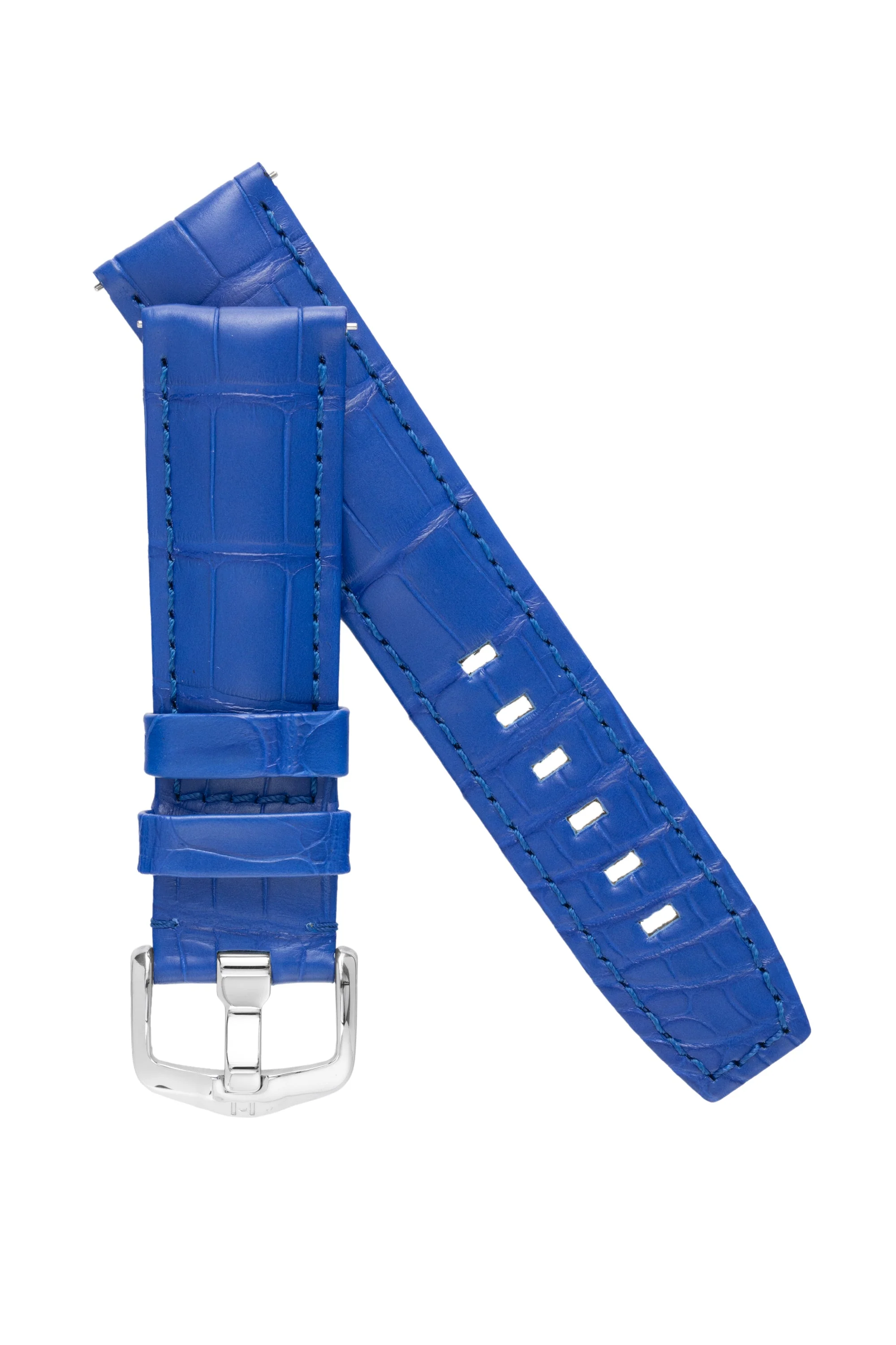 Hirsch TRITONE Padded Alligator Leather Watch Strap in ROYAL BLUE - Image 4
