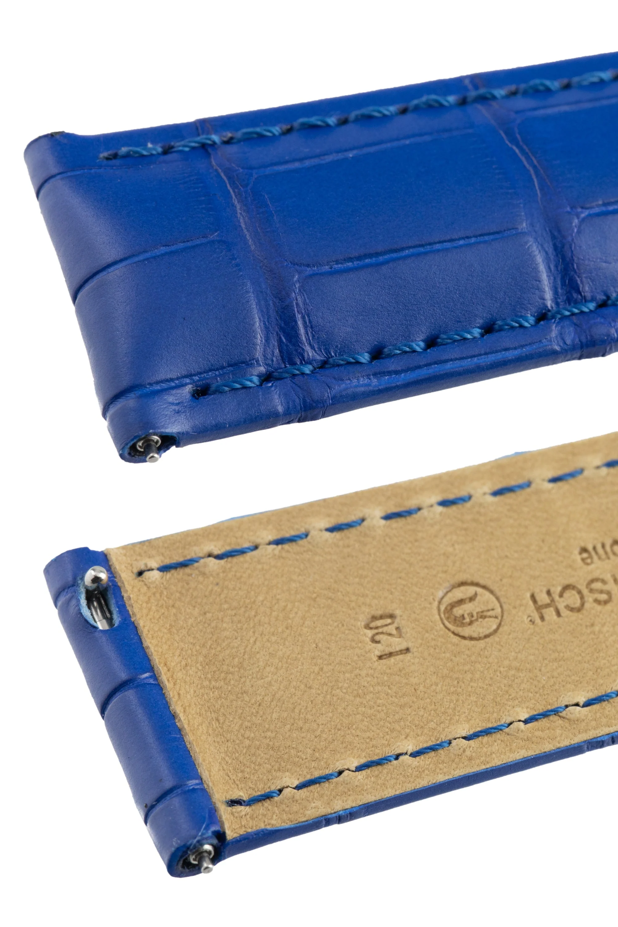 Hirsch TRITONE Padded Alligator Leather Watch Strap in ROYAL BLUE - Image 6