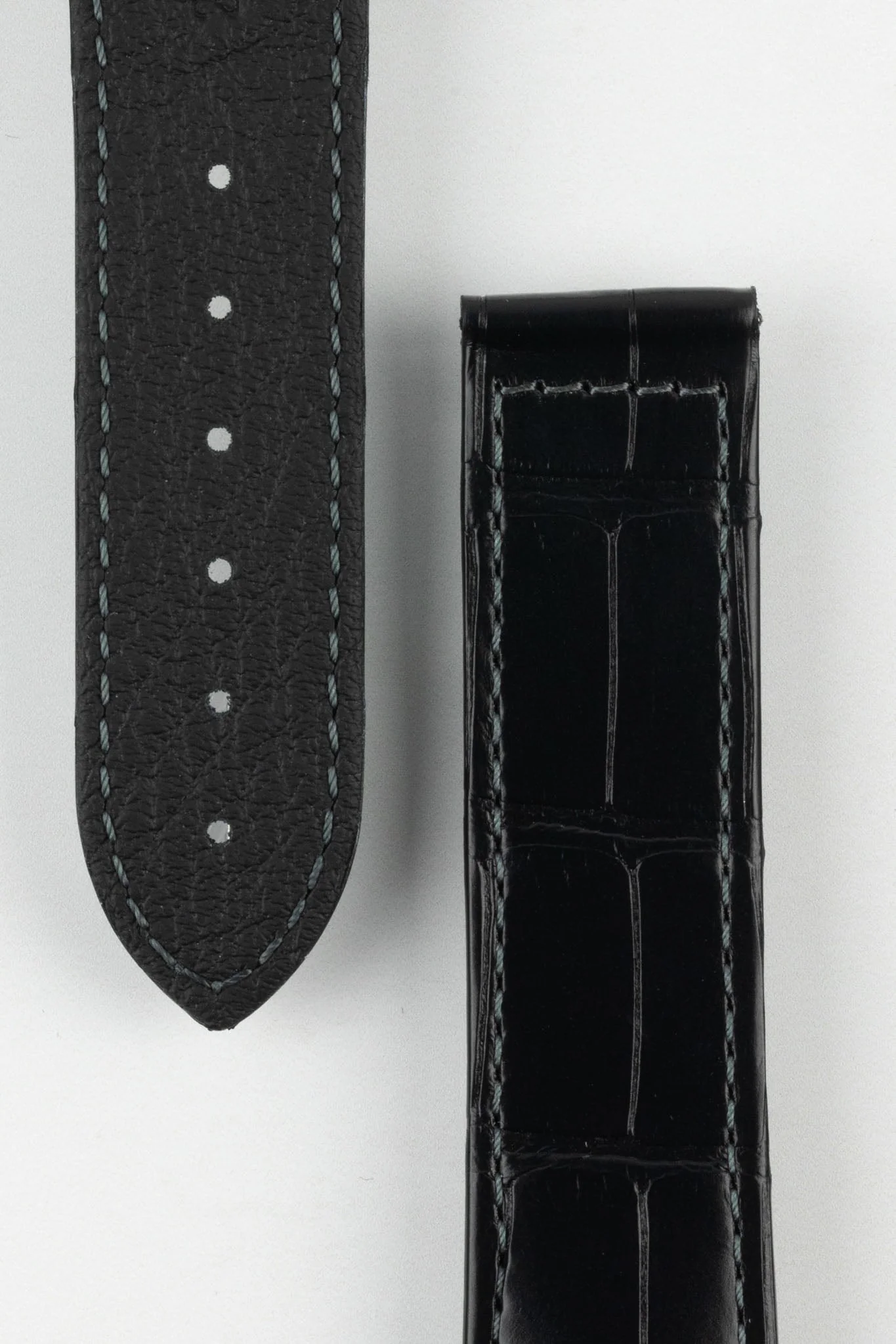 Hirsch VOYAGER Alligator Deployment Watch Strap in BLACK/BLACK - Image 3
