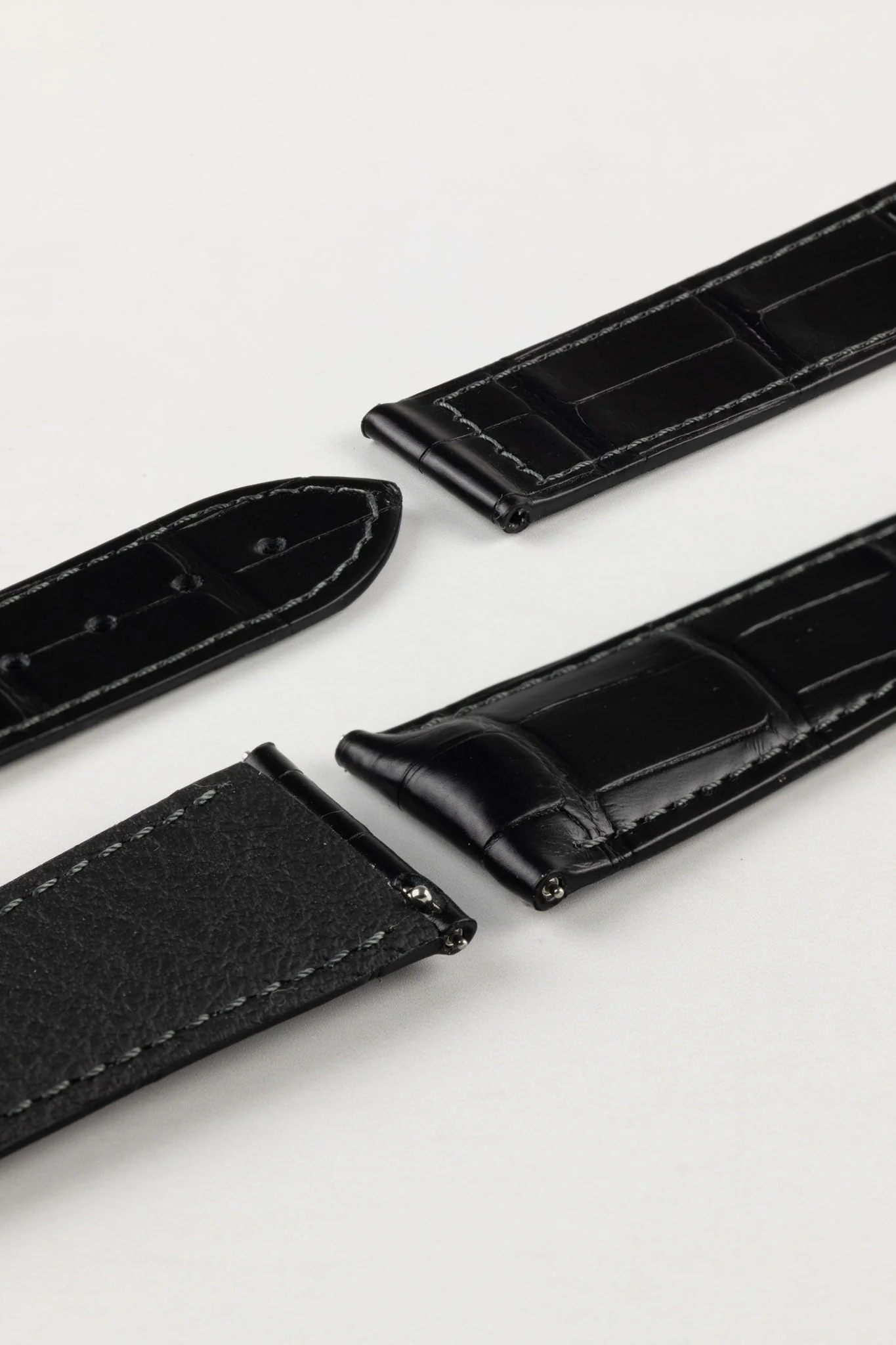 Hirsch VOYAGER Alligator Deployment Watch Strap in BLACK/BLACK - Image 5