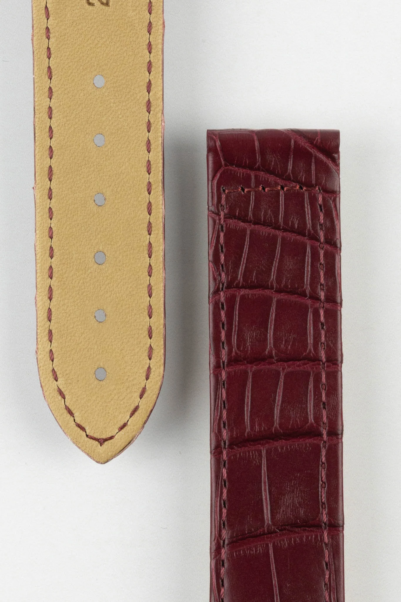 Hirsch VOYAGER Alligator Deployment Watch Strap in BURGUNDY - Image 3