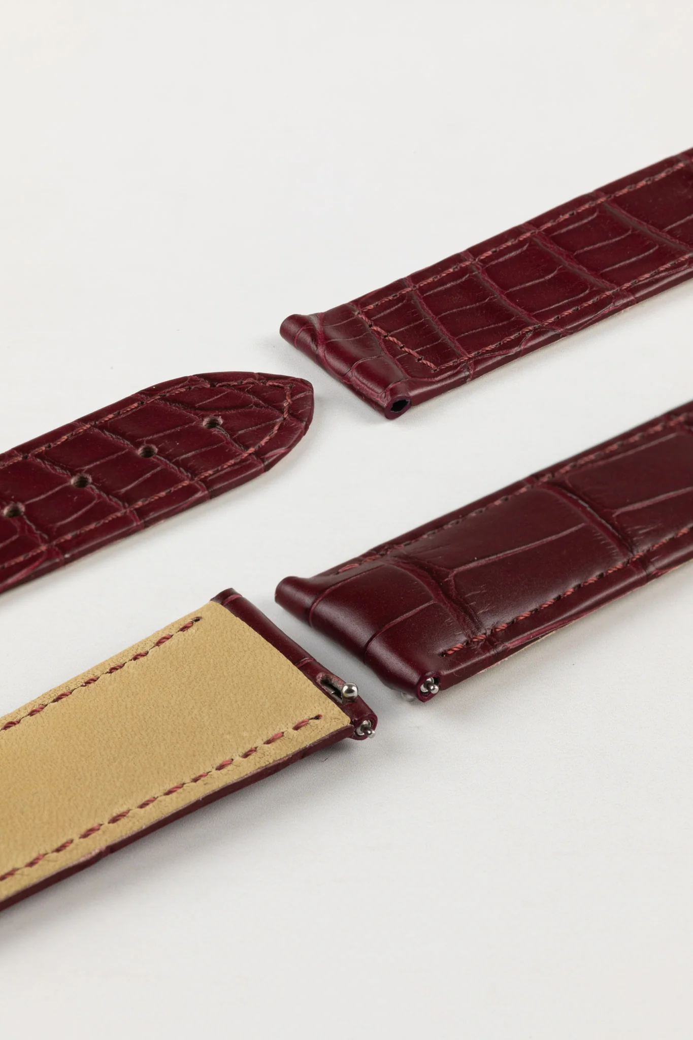 Hirsch VOYAGER Alligator Deployment Watch Strap in BURGUNDY - Image 5