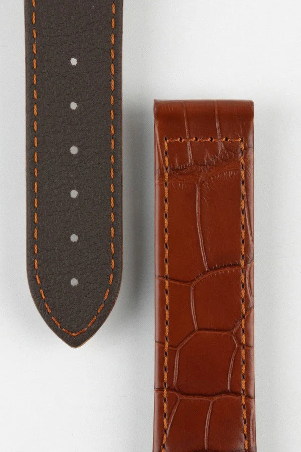 Hirsch VOYAGER Alligator Deployment Watch Strap in GOLD BROWN - Image 3