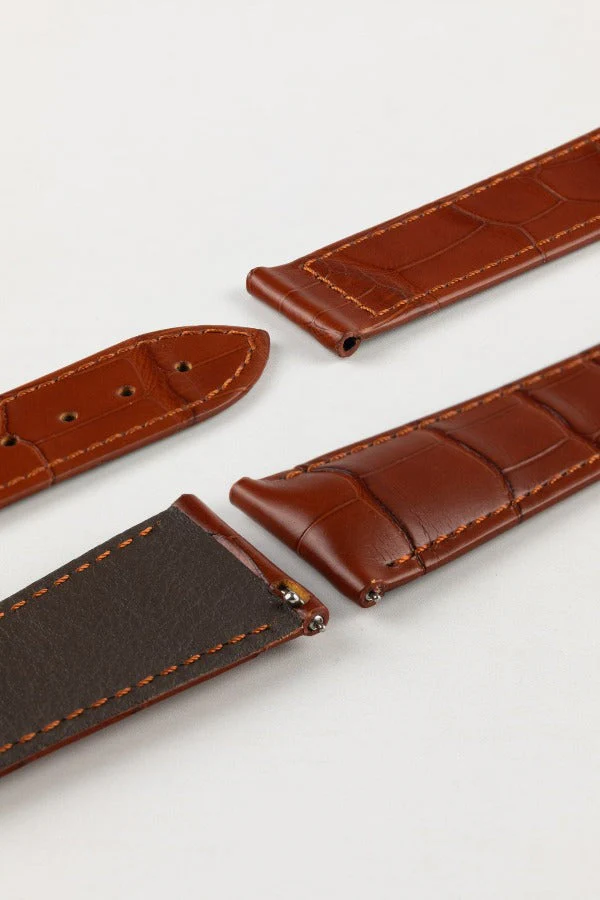 Hirsch VOYAGER Alligator Deployment Watch Strap in GOLD BROWN - Image 5