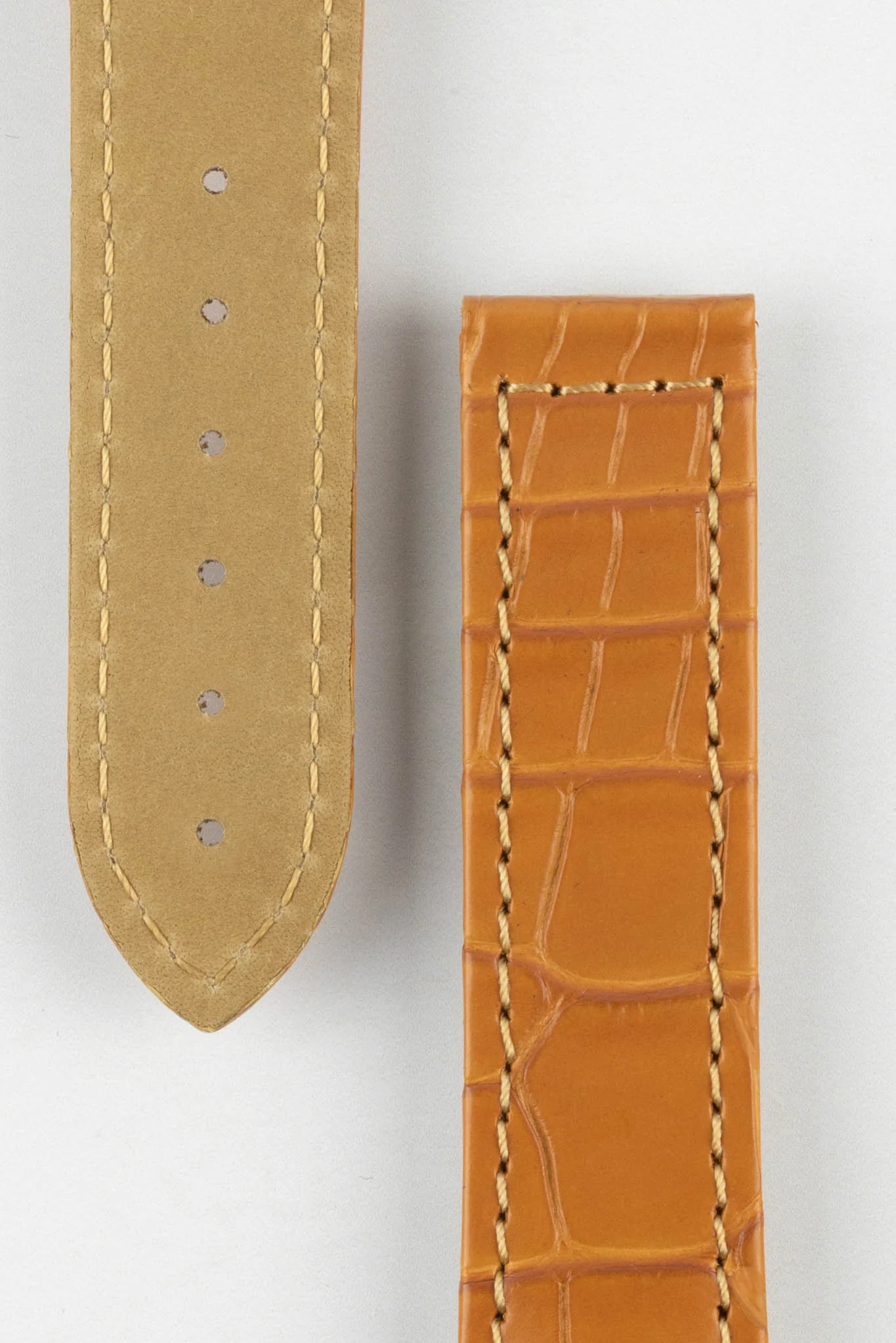 Hirsch VOYAGER Alligator Deployment Watch Strap in HONEY - Image 3