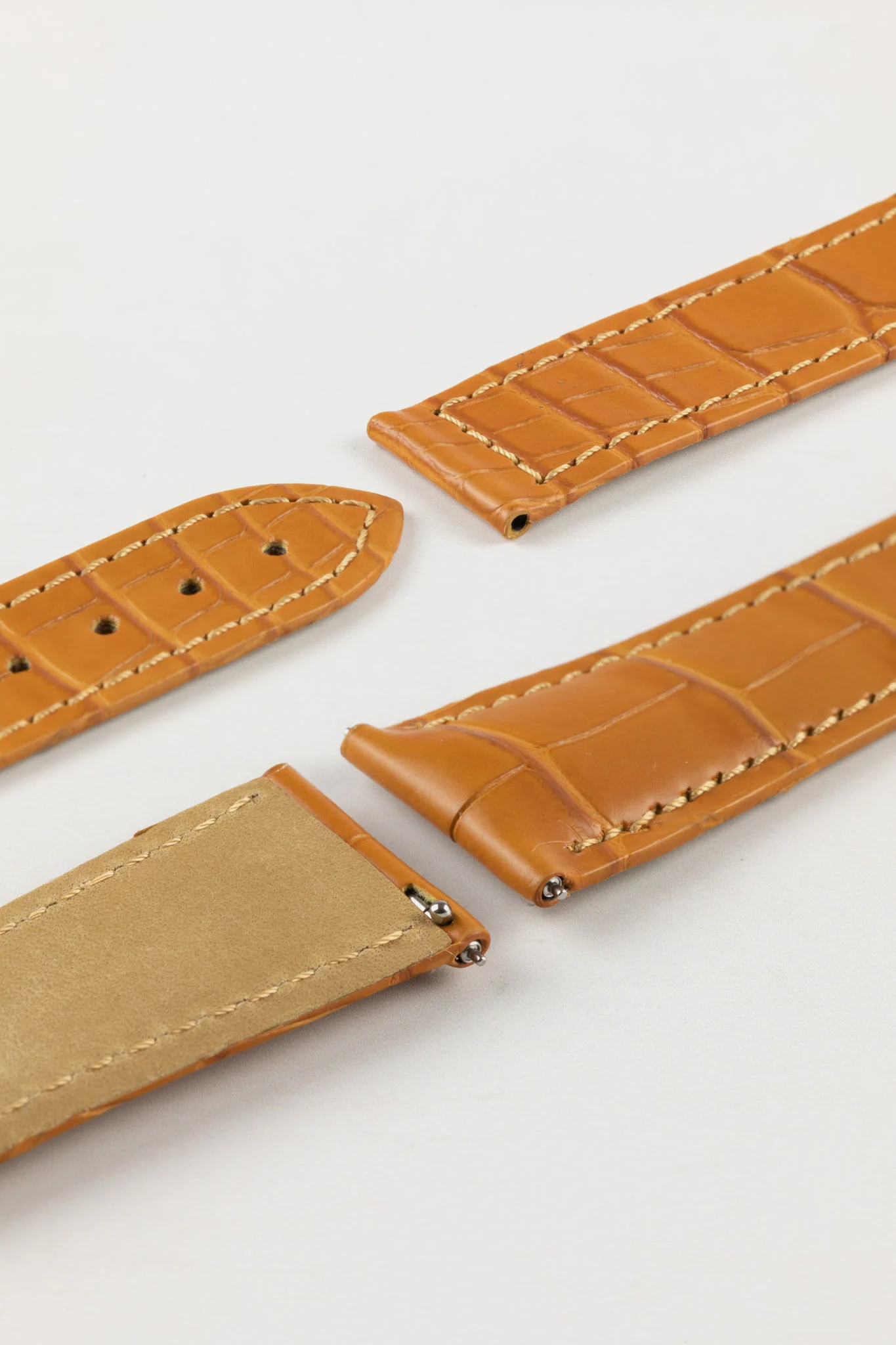 Hirsch VOYAGER Alligator Deployment Watch Strap in HONEY - Image 5