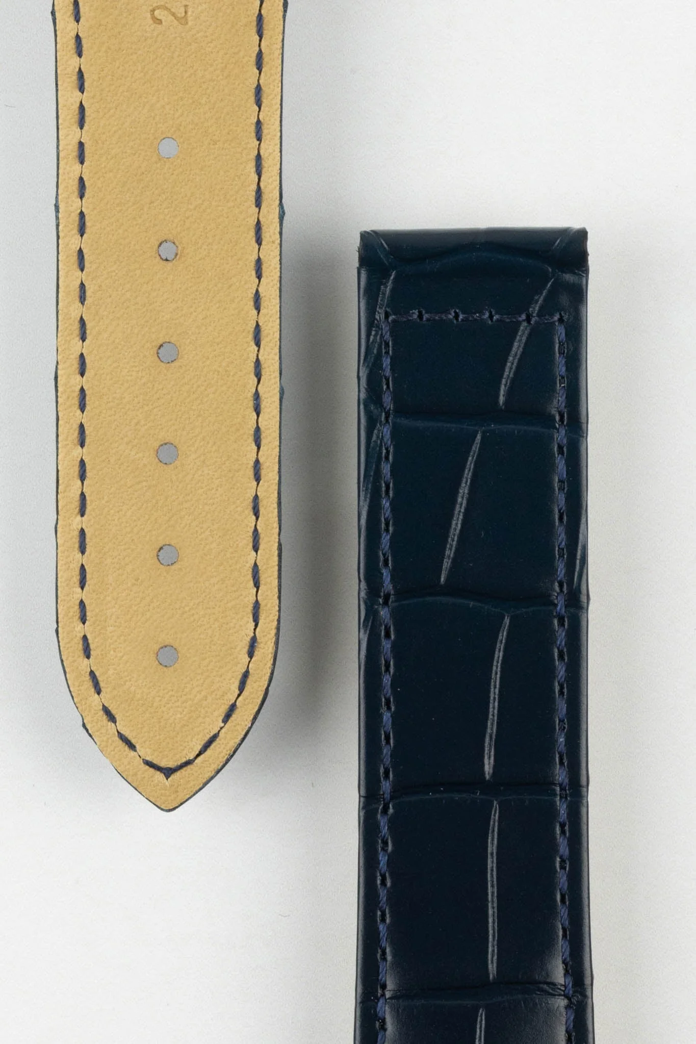 Hirsch VOYAGER Alligator Deployment Watch Strap in BLUE - Image 3