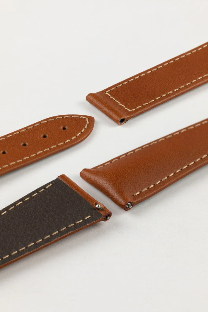 Hirsch VOYAGER Calfskin Deployment Watch Strap in GOLD BROWN/GOLD BROWN - Image 5
