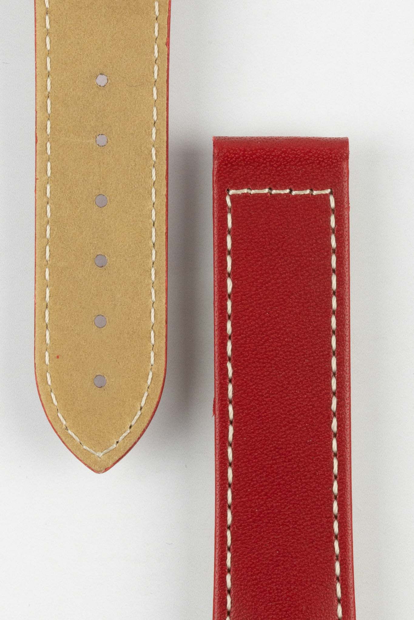 Hirsch VOYAGER Calfskin Deployment Watch Strap in RED/WHITE - Image 3