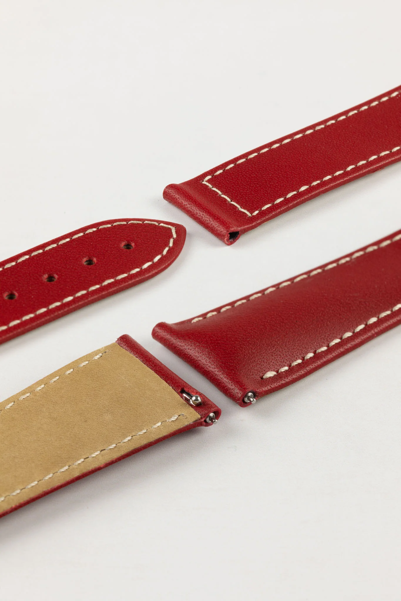 Hirsch VOYAGER Calfskin Deployment Watch Strap in RED/WHITE - Image 5