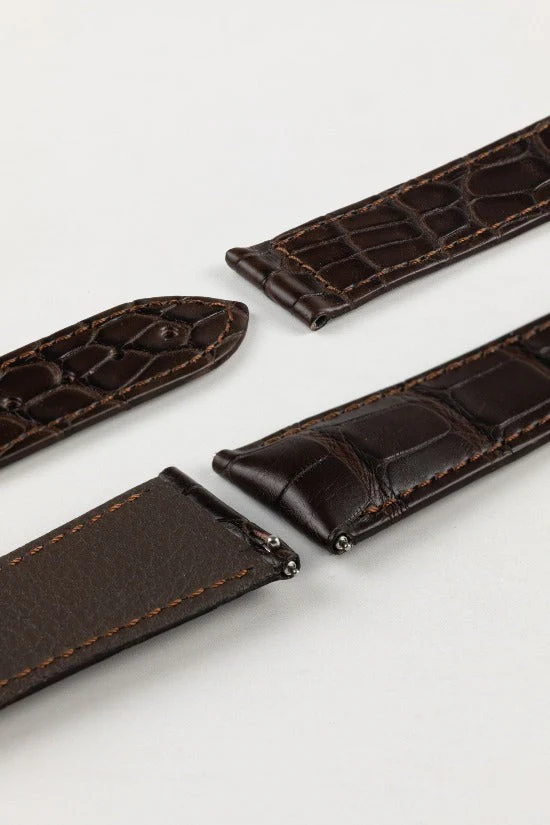 Hirsch VOYAGER Alligator Deployment Watch Strap in DARK BROWN - Image 5