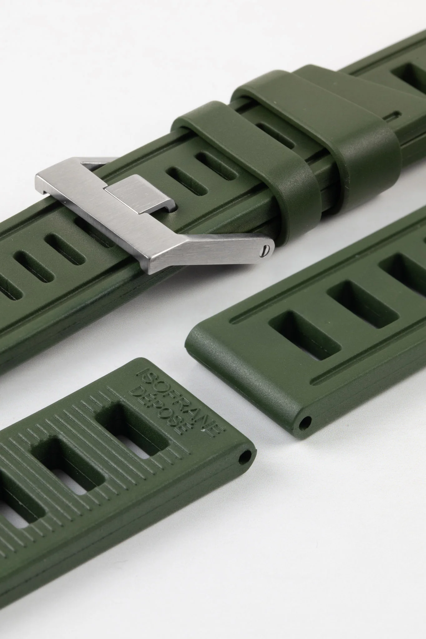 ISOfrane Rubber Dive Watch Strap in MILITARY GREEN - Image 6