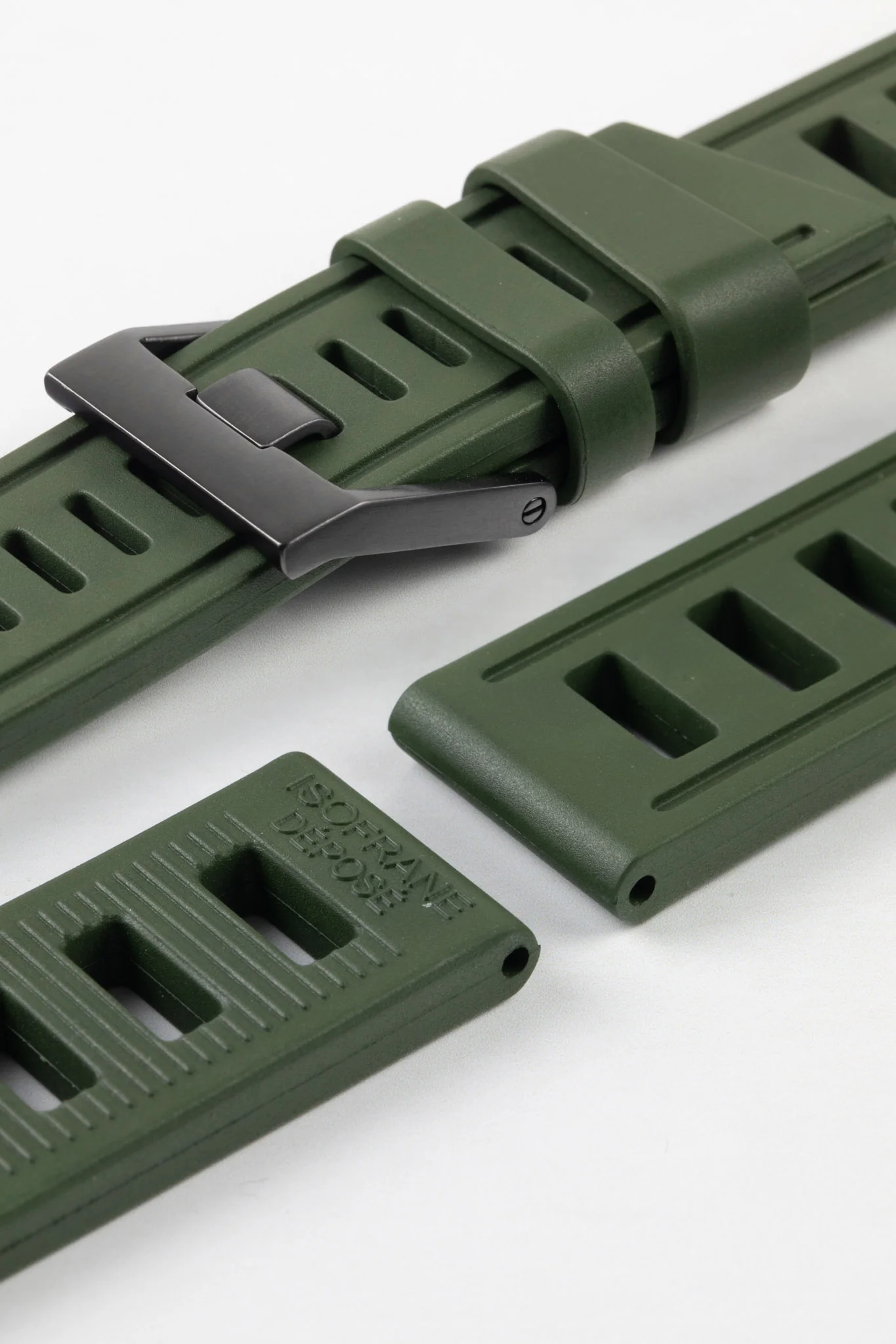 ISOfrane Rubber Dive Watch Strap in MILITARY GREEN - Image 7