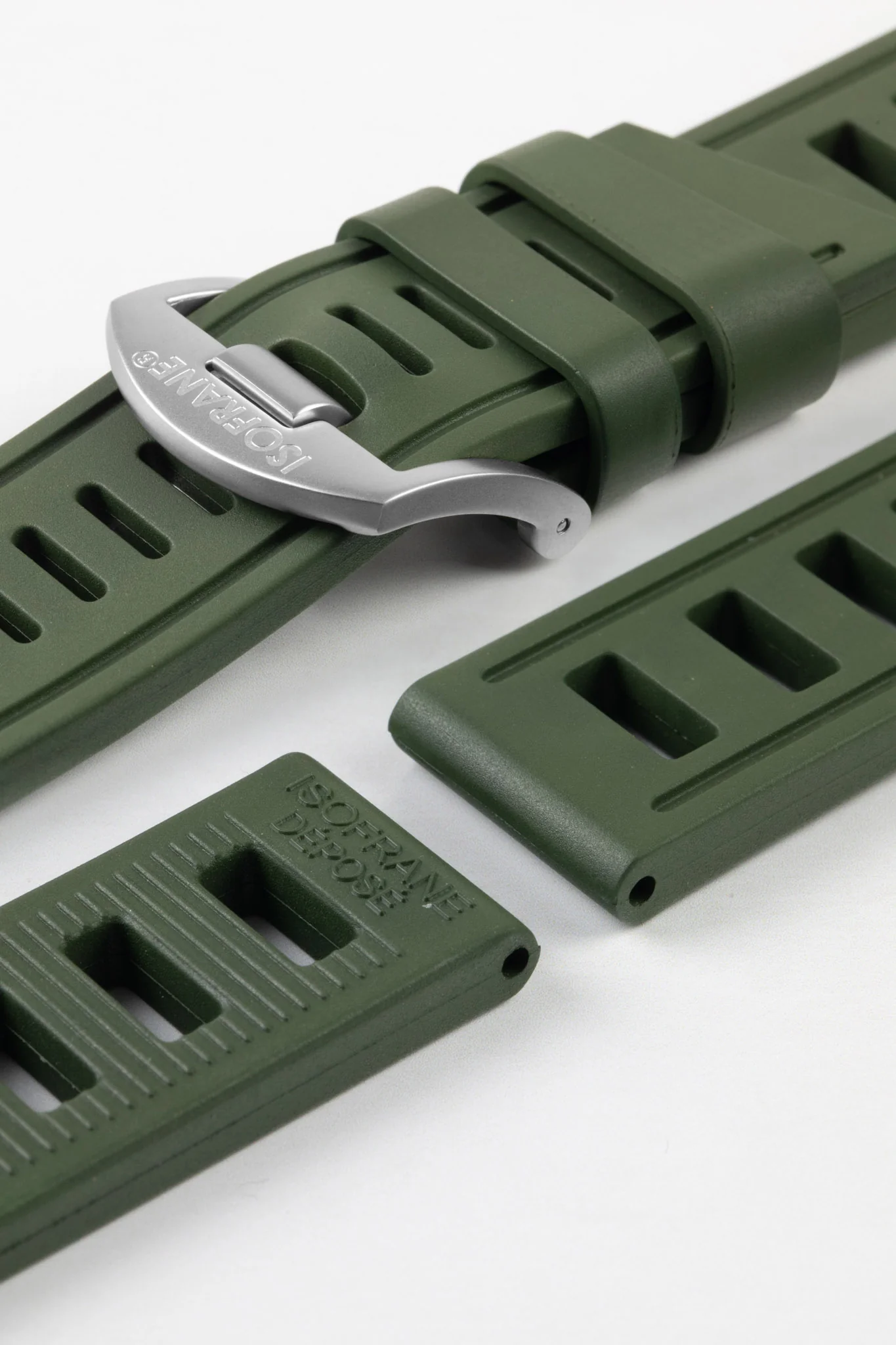 ISOfrane Rubber Dive Watch Strap in MILITARY GREEN - Image 8