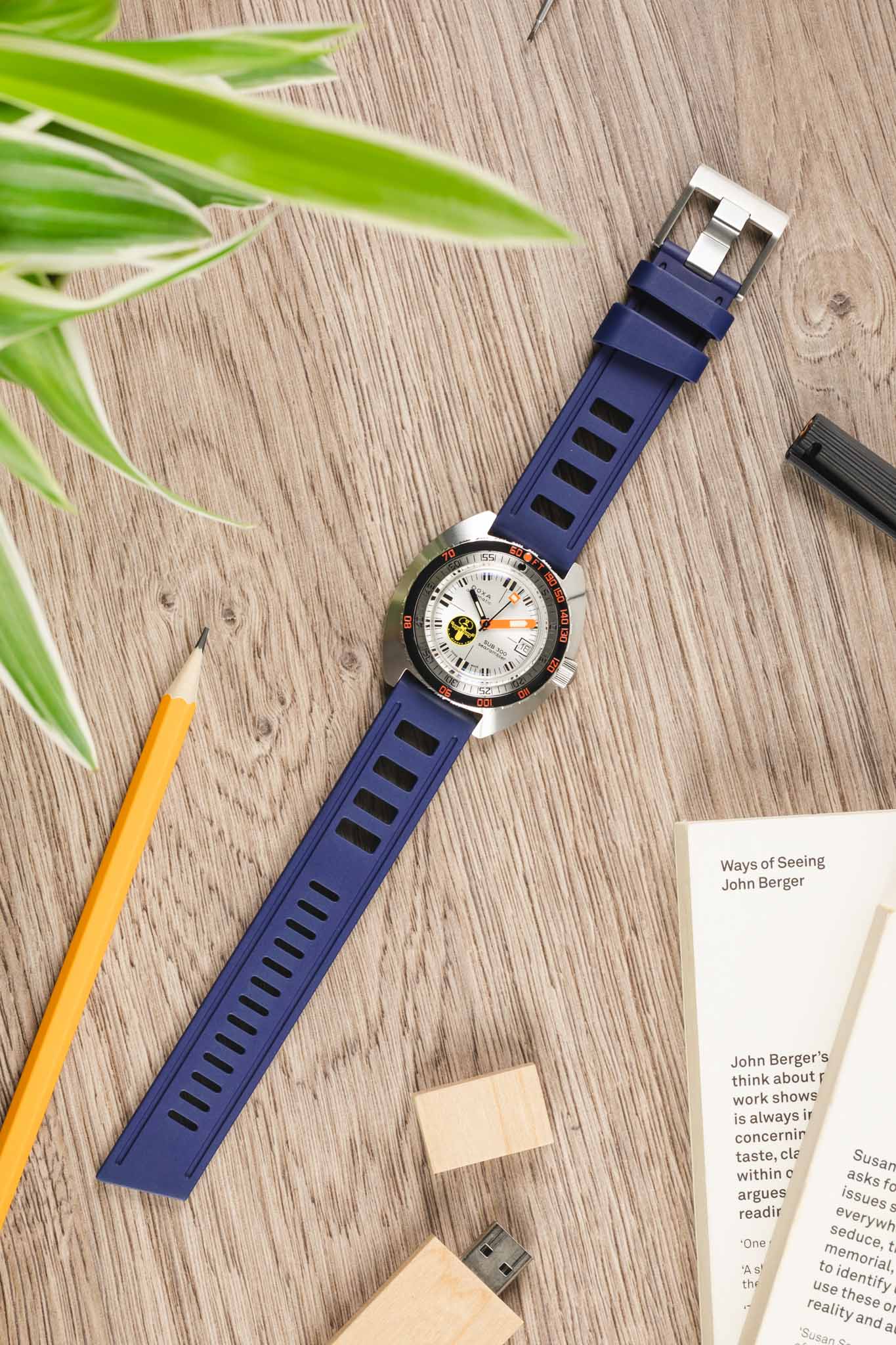 ISOfrane Rubber Dive Watch Strap in TRUE BLUE - Image 4