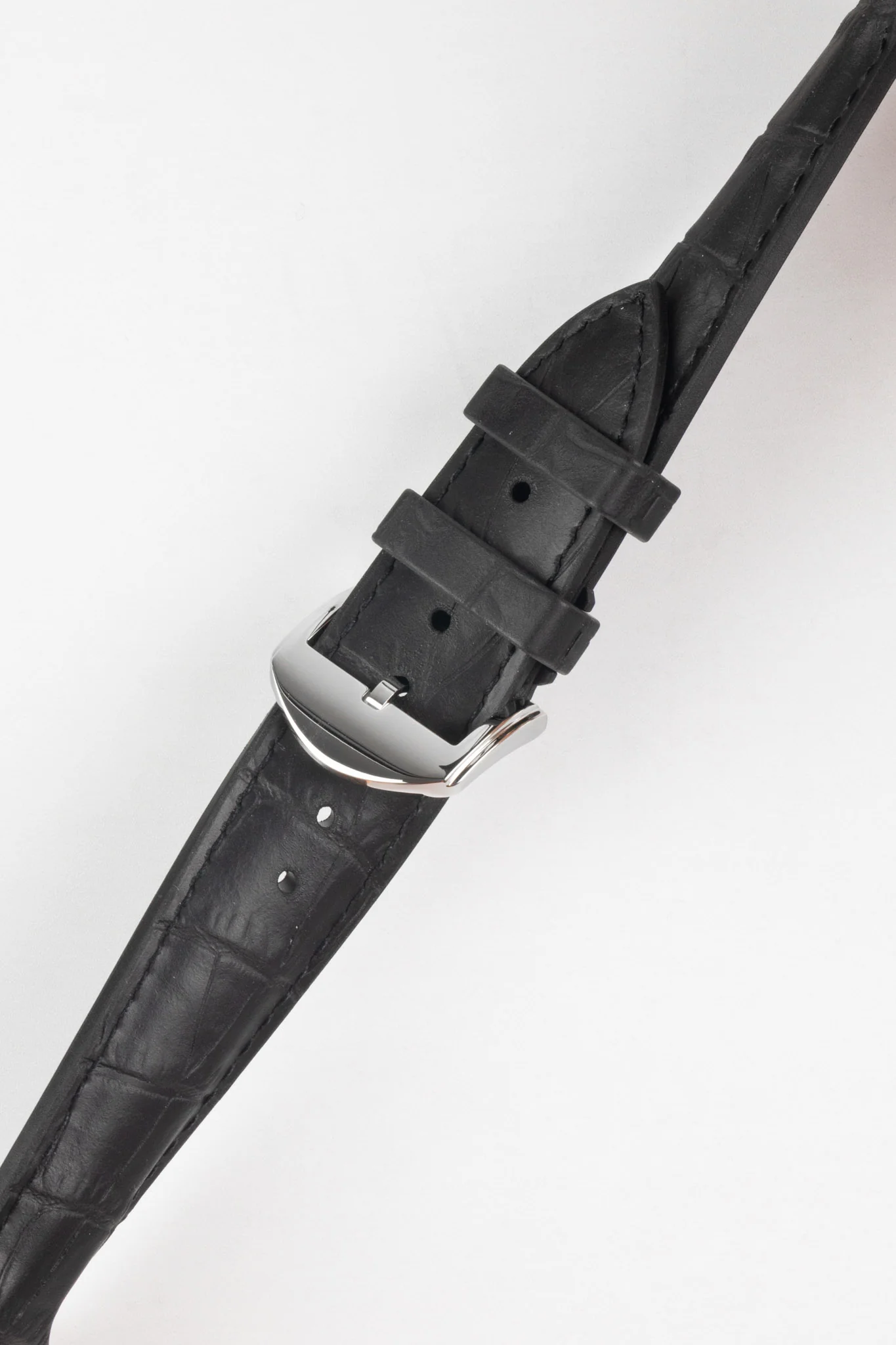ISOSWISS SKINSKAN Alligator-Embossed Rubber Watch Strap in BLACK - Image 3