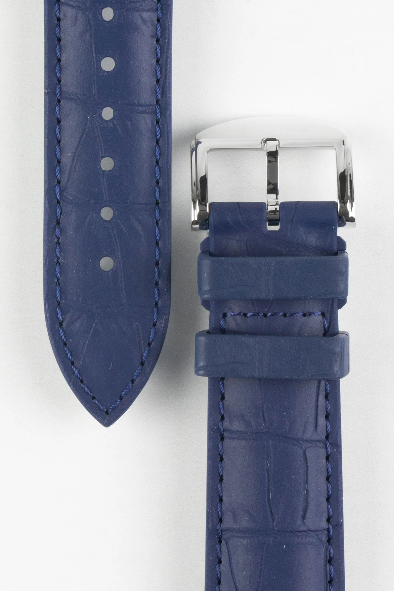 ISOSWISS SKINSKAN Alligator-Embossed Rubber Watch Strap in BLUE - Image 2