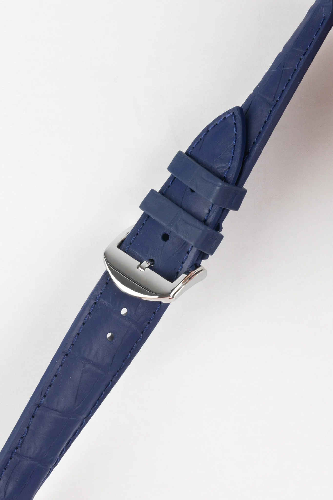 ISOSWISS SKINSKAN Alligator-Embossed Rubber Watch Strap in BLUE - Image 3