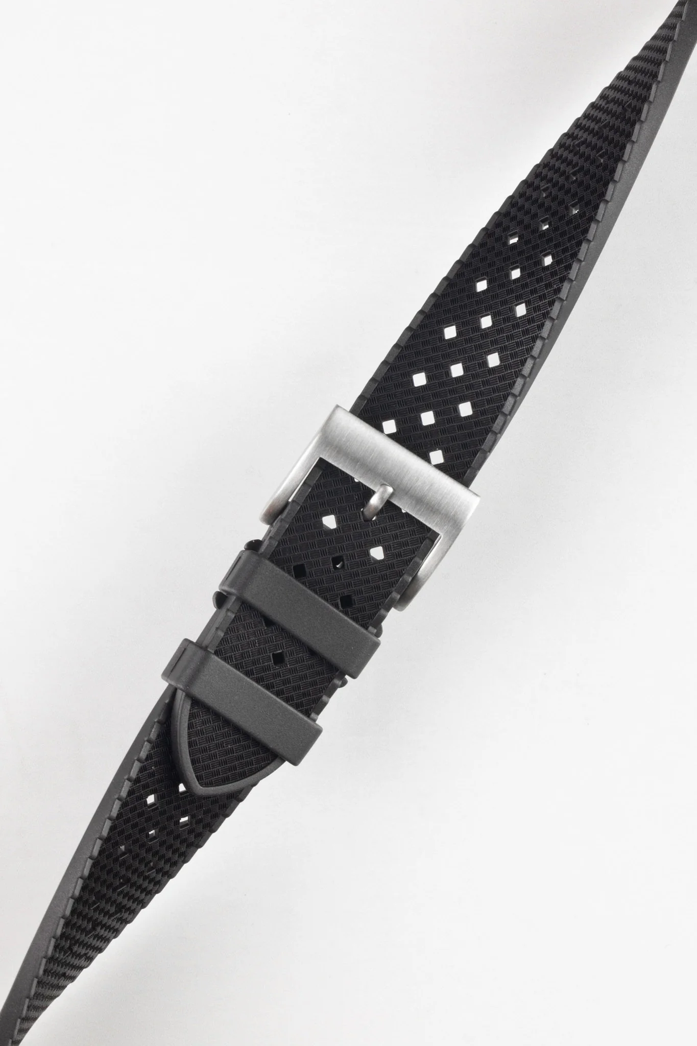 ISOSWISS WAFFLE Textured Rubber Diving Watch Strap in BLACK - Image 5