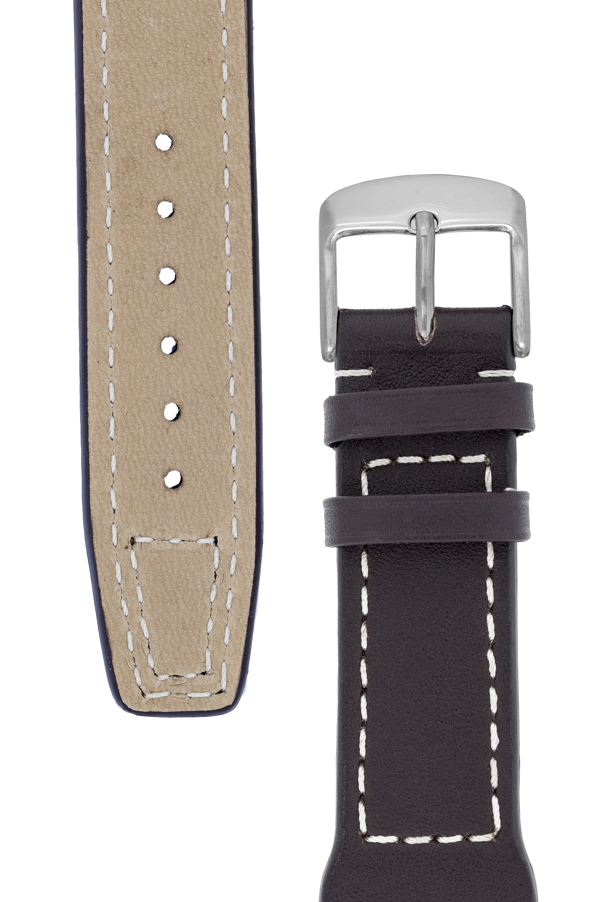 IWC-Style Aviation Calf Leather Watch Strap in DARK BROWN - Image 3