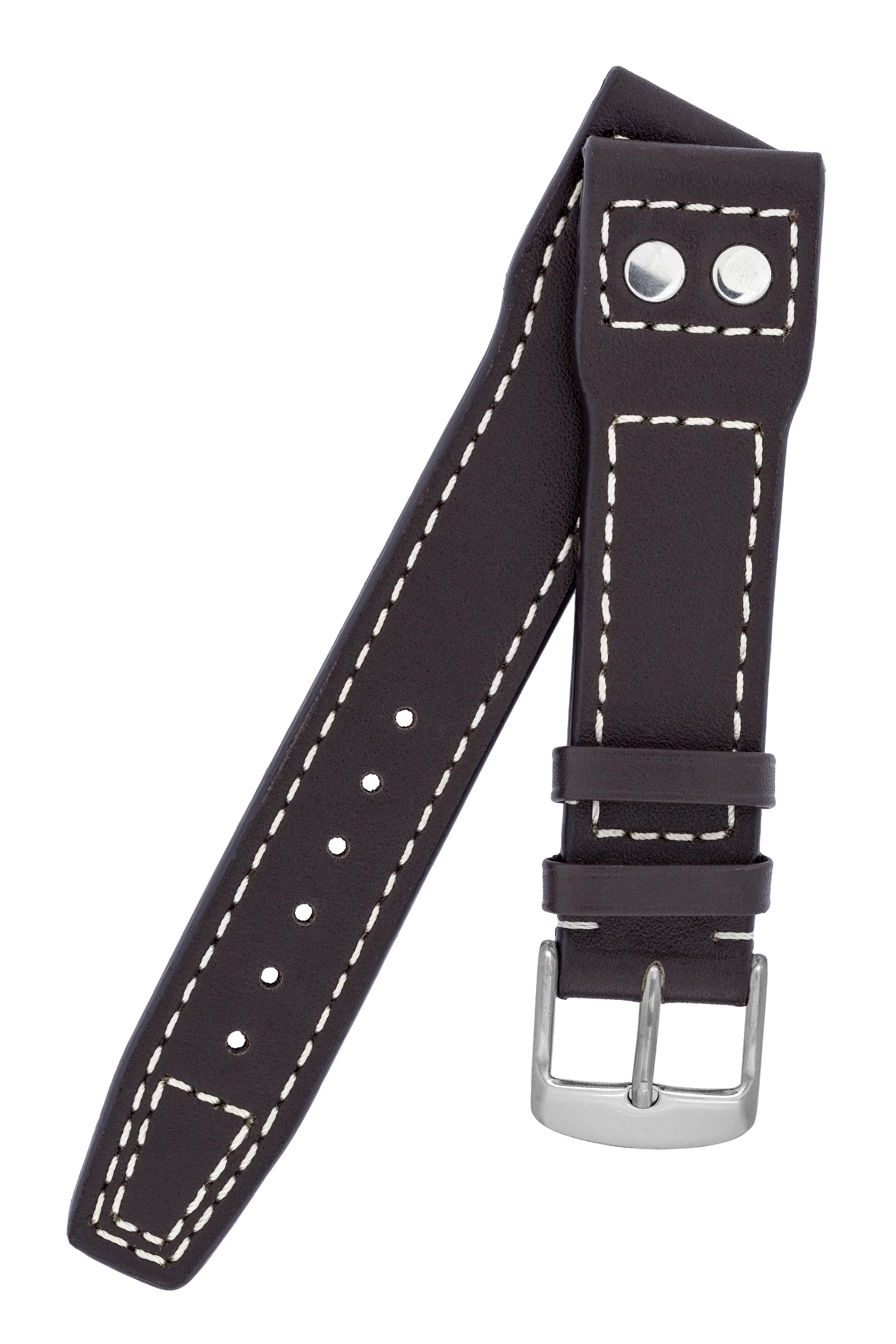 IWC-Style Aviation Calf Leather Watch Strap in DARK BROWN - Image 4