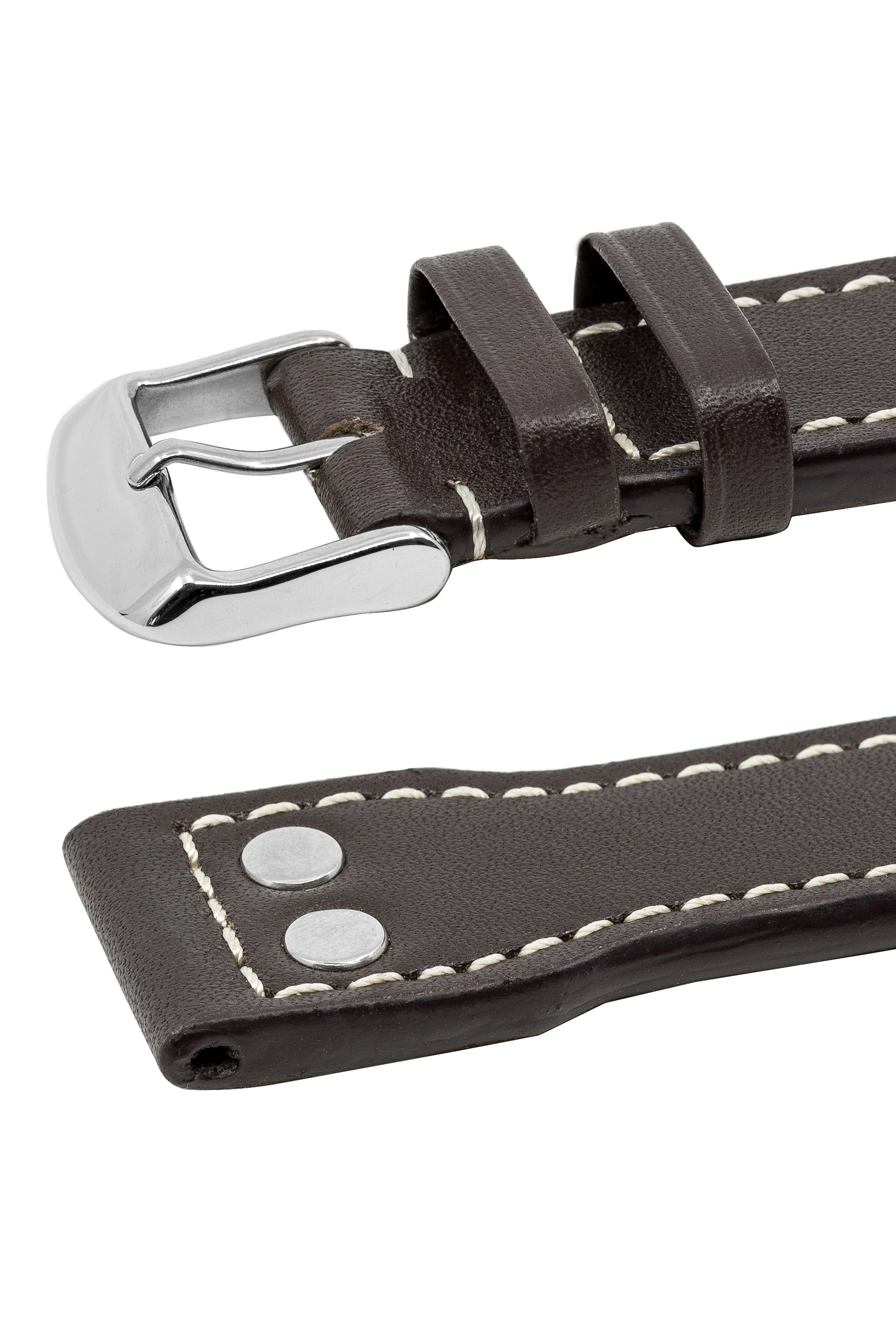 IWC-Style Aviation Calf Leather Watch Strap in DARK BROWN - Image 5