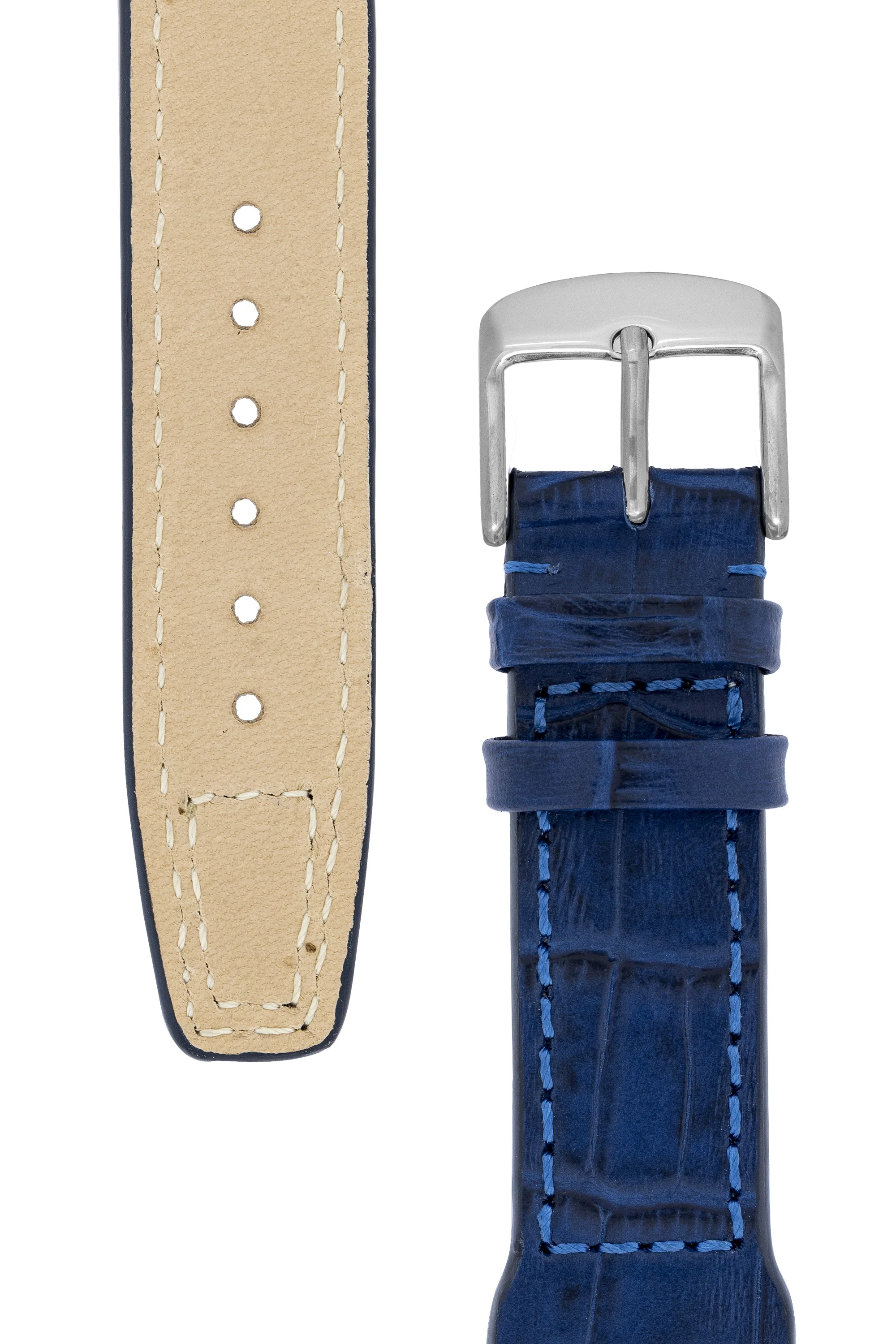 IWC-Style Aviation Alligator-Embossed Leather Watch Strap in BLUE - Image 3