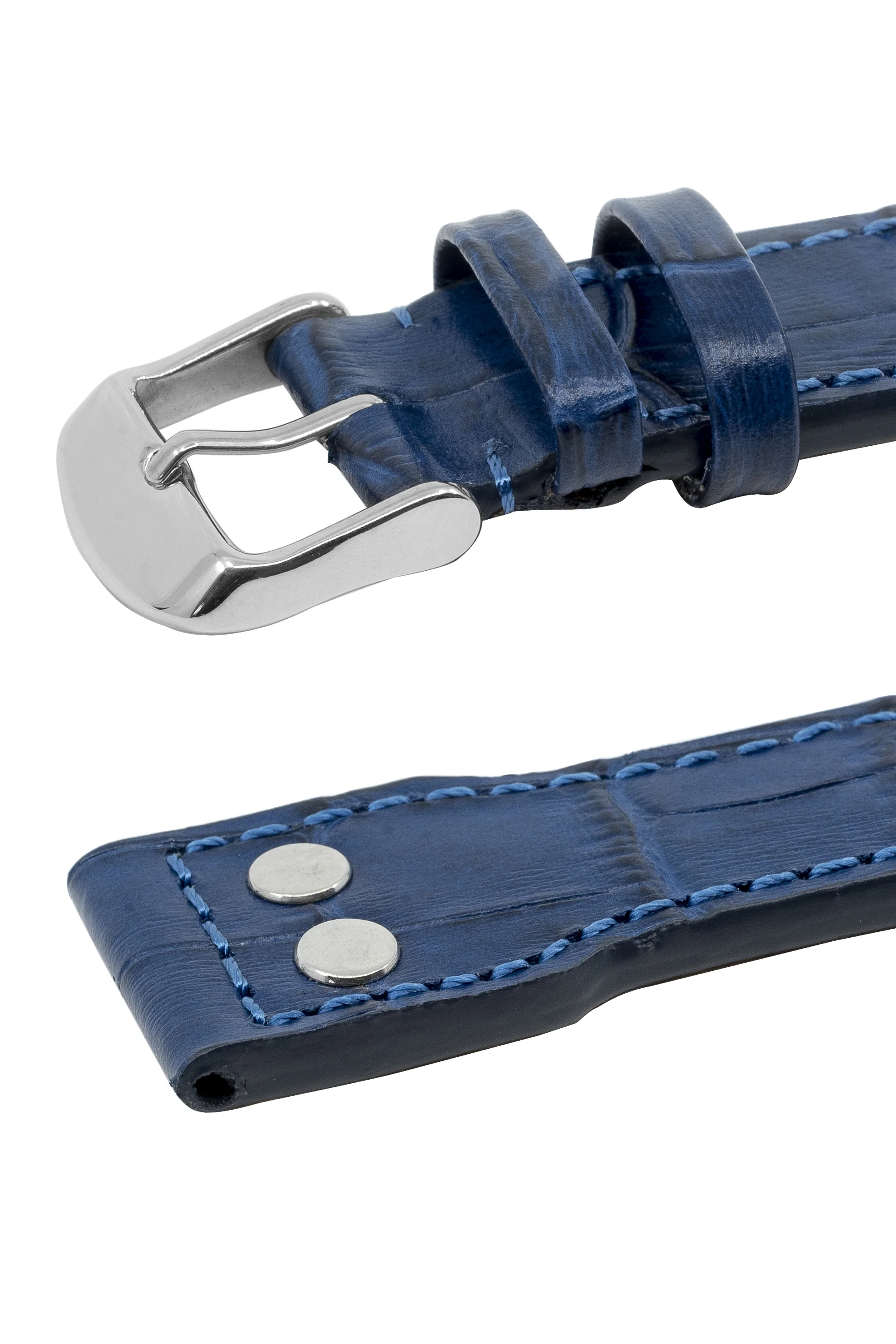 IWC-Style Aviation Alligator-Embossed Leather Watch Strap in BLUE - Image 5