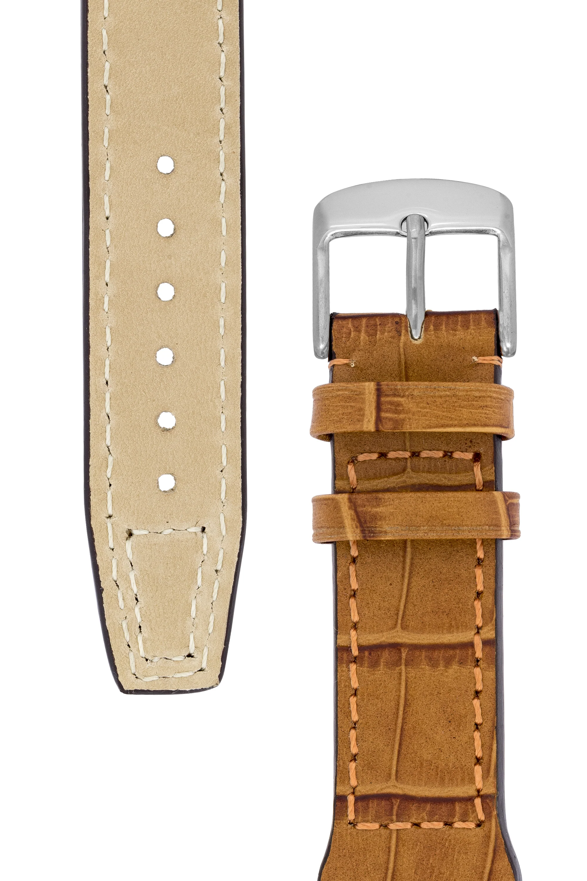 IWC-Style Aviation Alligator-Embossed Watch Strap in GOLD BROWN - Image 3
