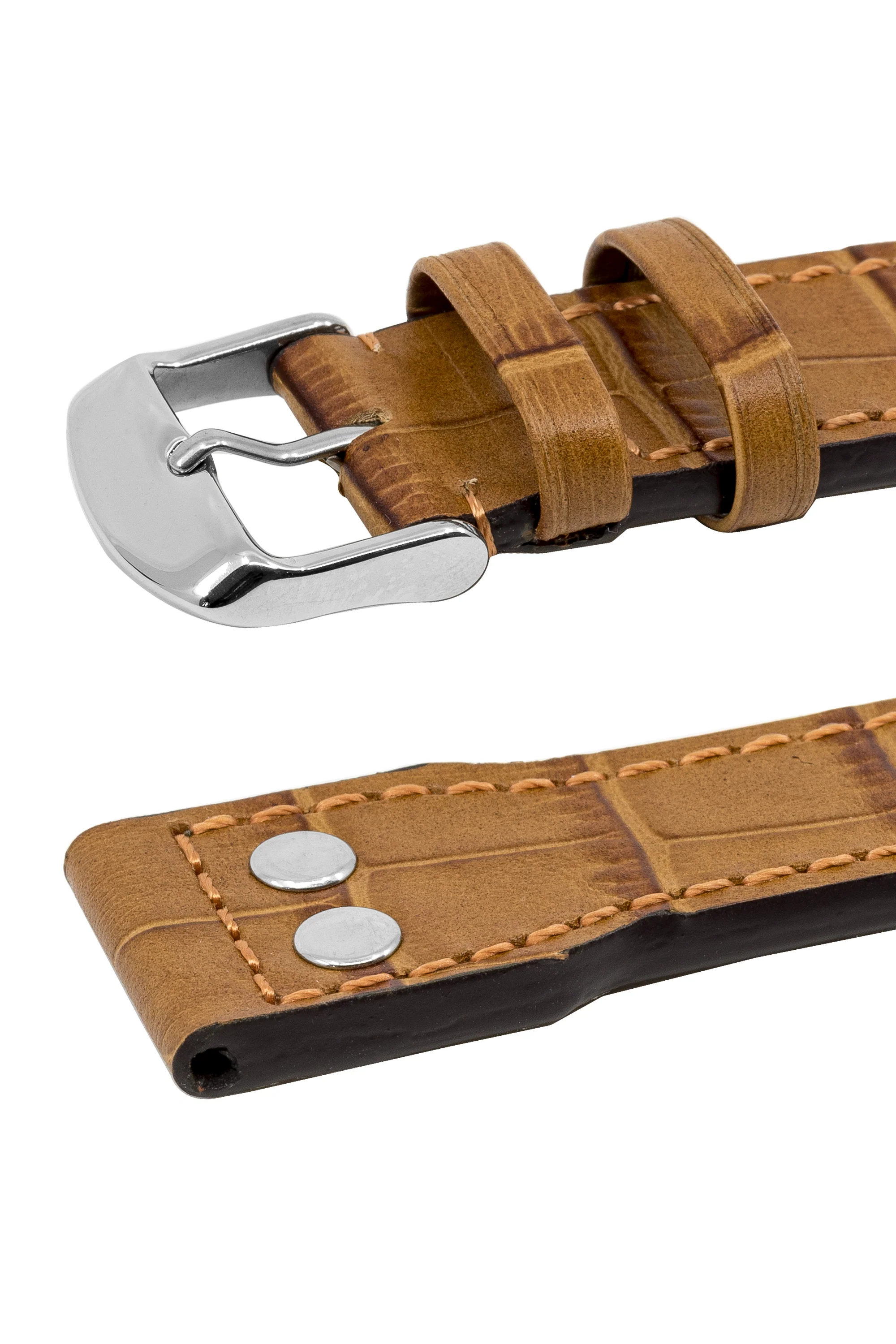 IWC-Style Aviation Alligator-Embossed Watch Strap in GOLD BROWN - Image 5