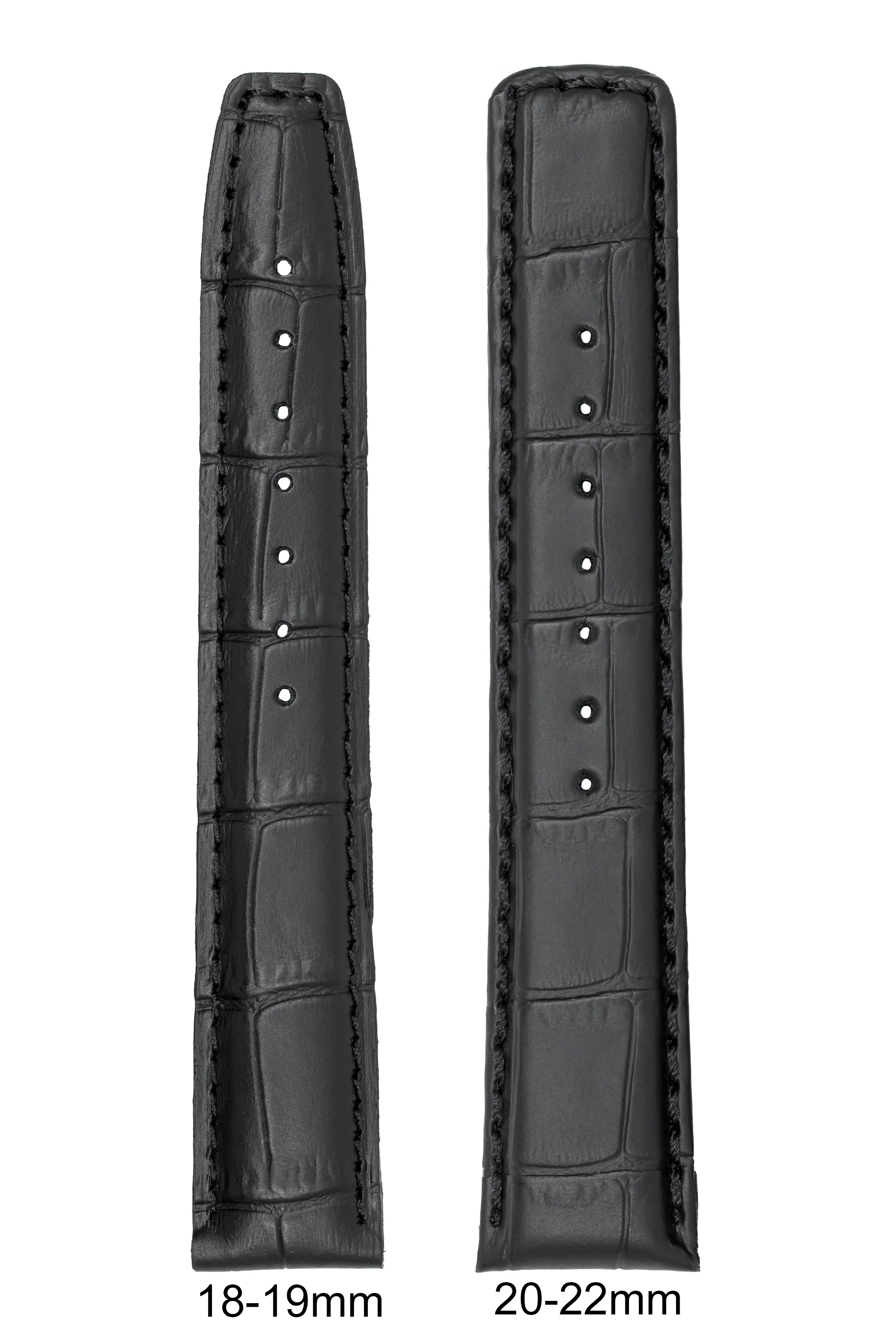 IWC-Style Alligator Embossed Leather Watch Strap in BLACK - Image 5