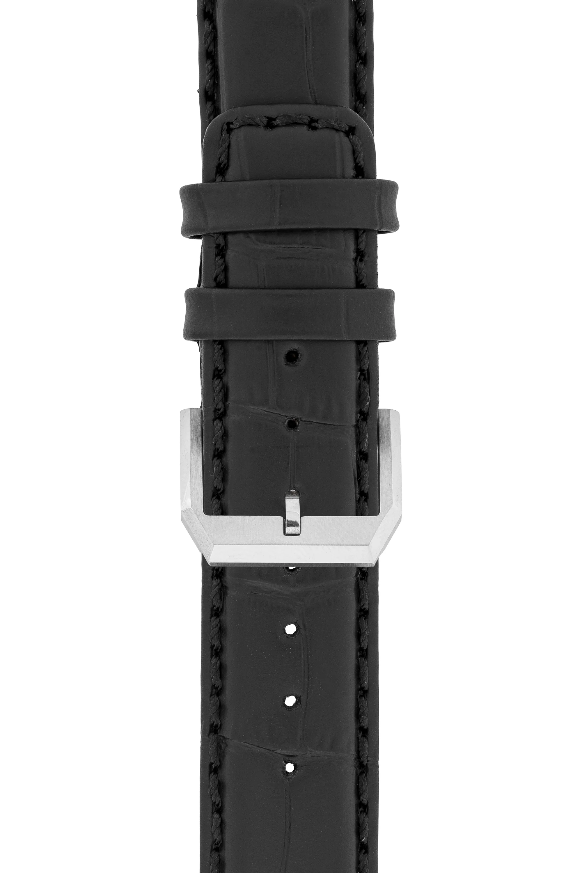 IWC-Style Alligator Embossed Leather Watch Strap in BLACK - Image 8
