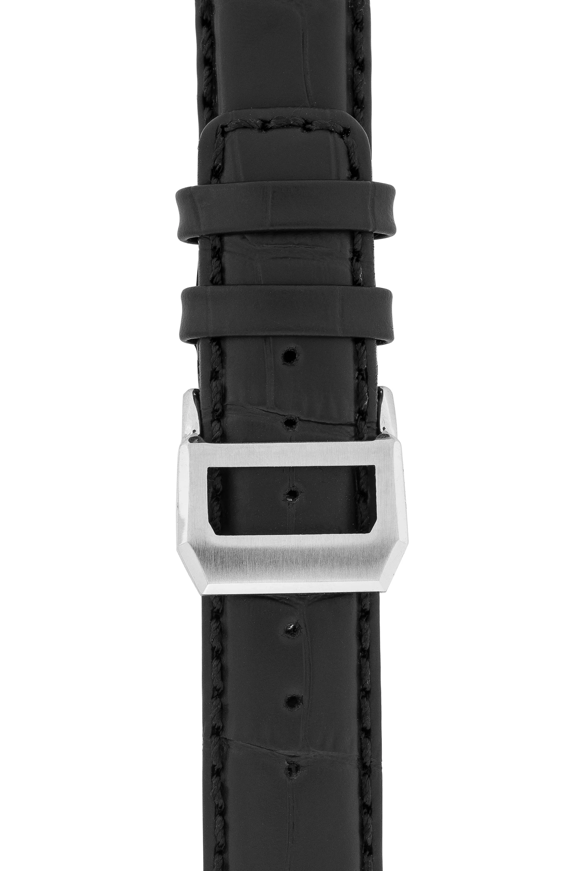 IWC-Style Alligator Embossed Leather Watch Strap in BLACK - Image 9