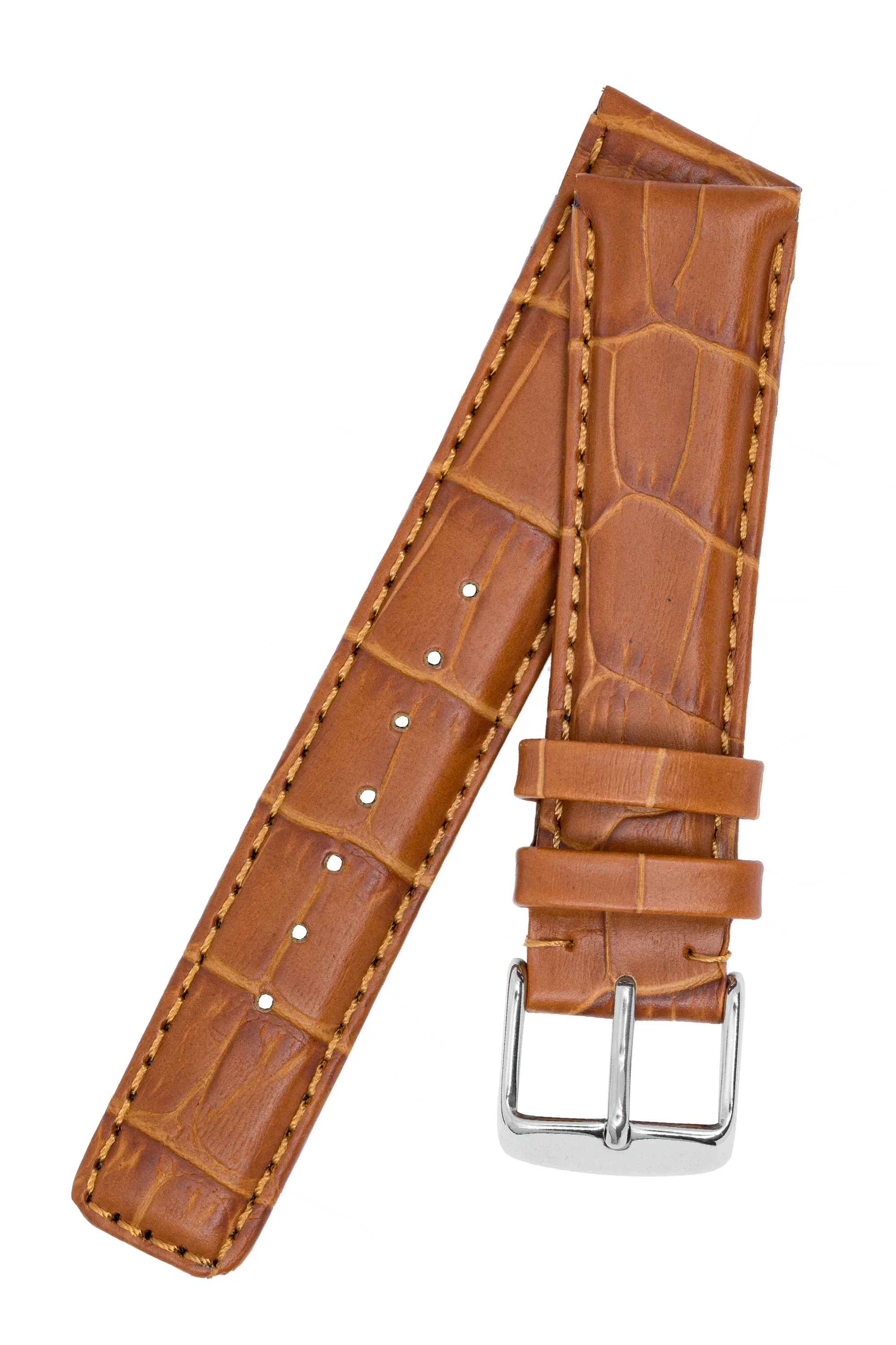 IWC-Style Alligator Embossed Leather Watch Strap in BROWN - Image 4