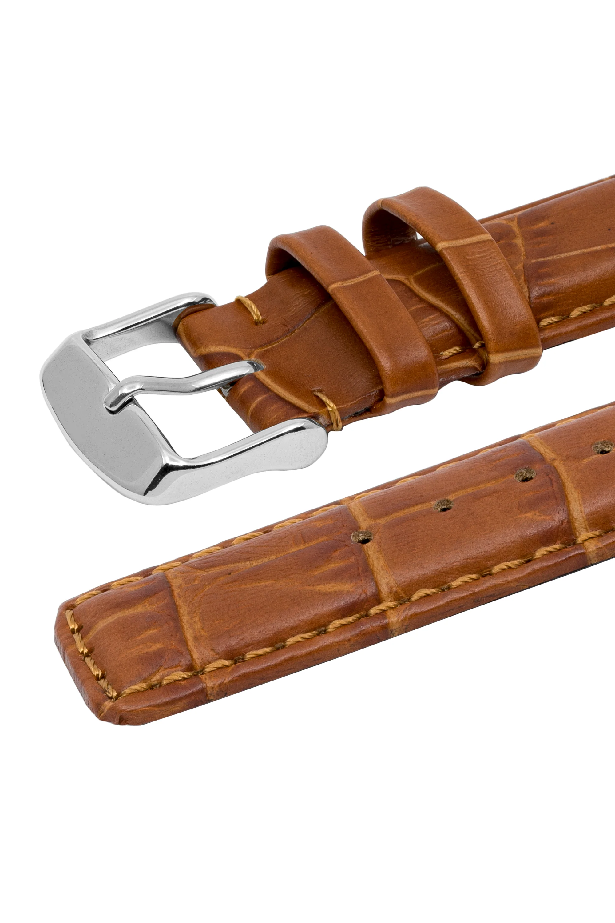 IWC-Style Alligator Embossed Leather Watch Strap in BROWN - Image 6