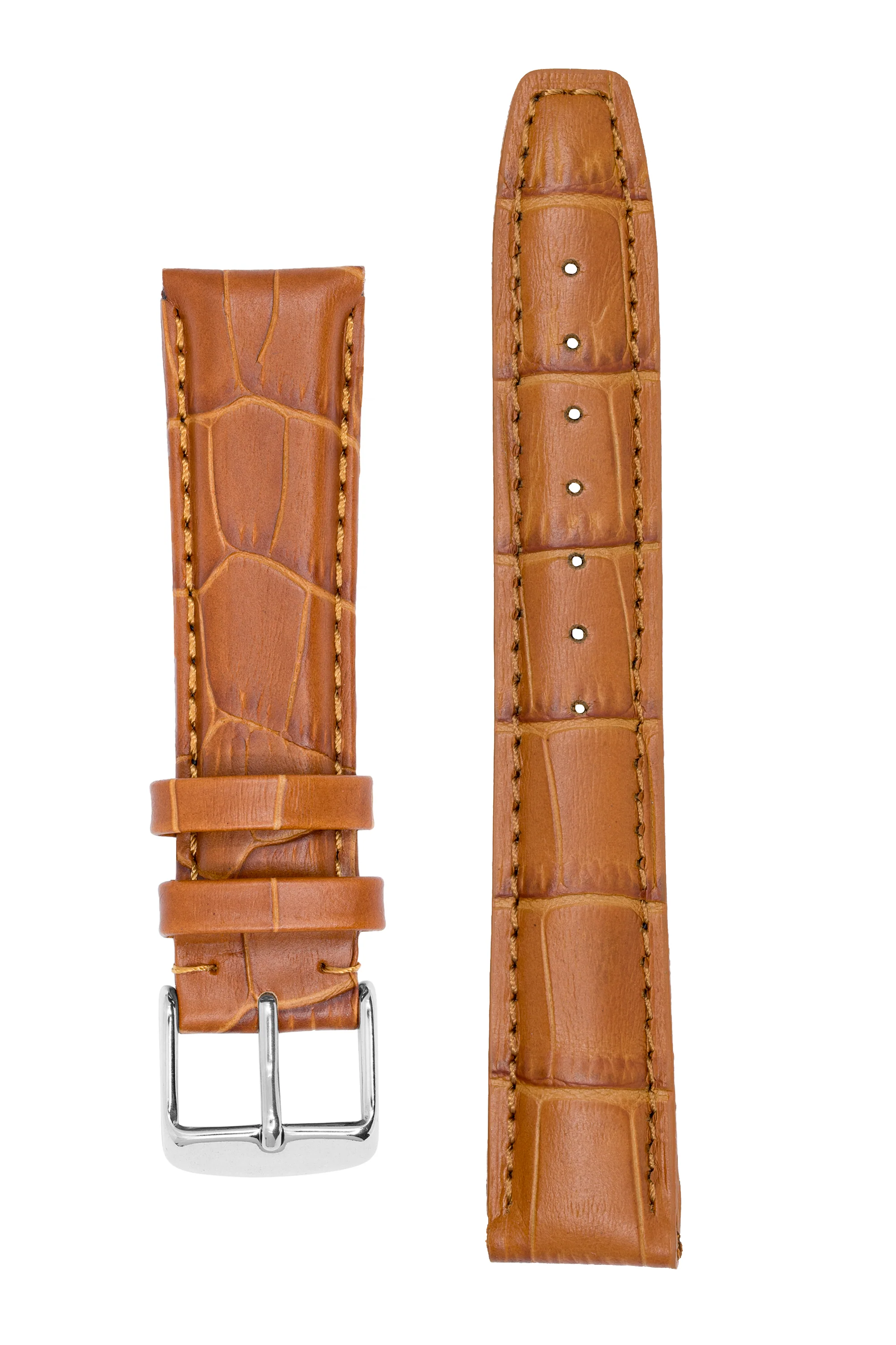 IWC-Style Alligator Embossed Leather Watch Strap in BROWN - Image 7