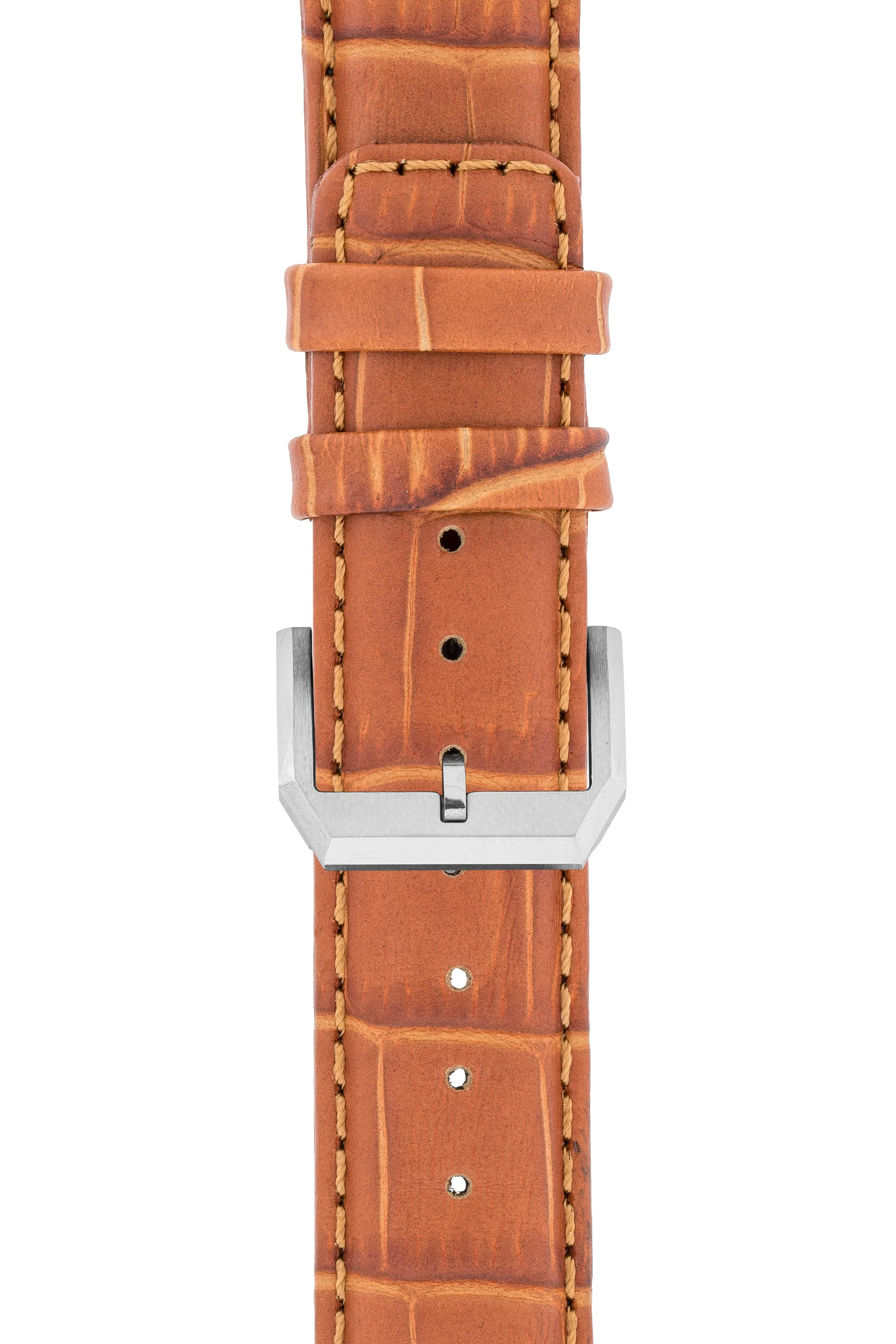 IWC-Style Alligator Embossed Leather Watch Strap in BROWN - Image 8