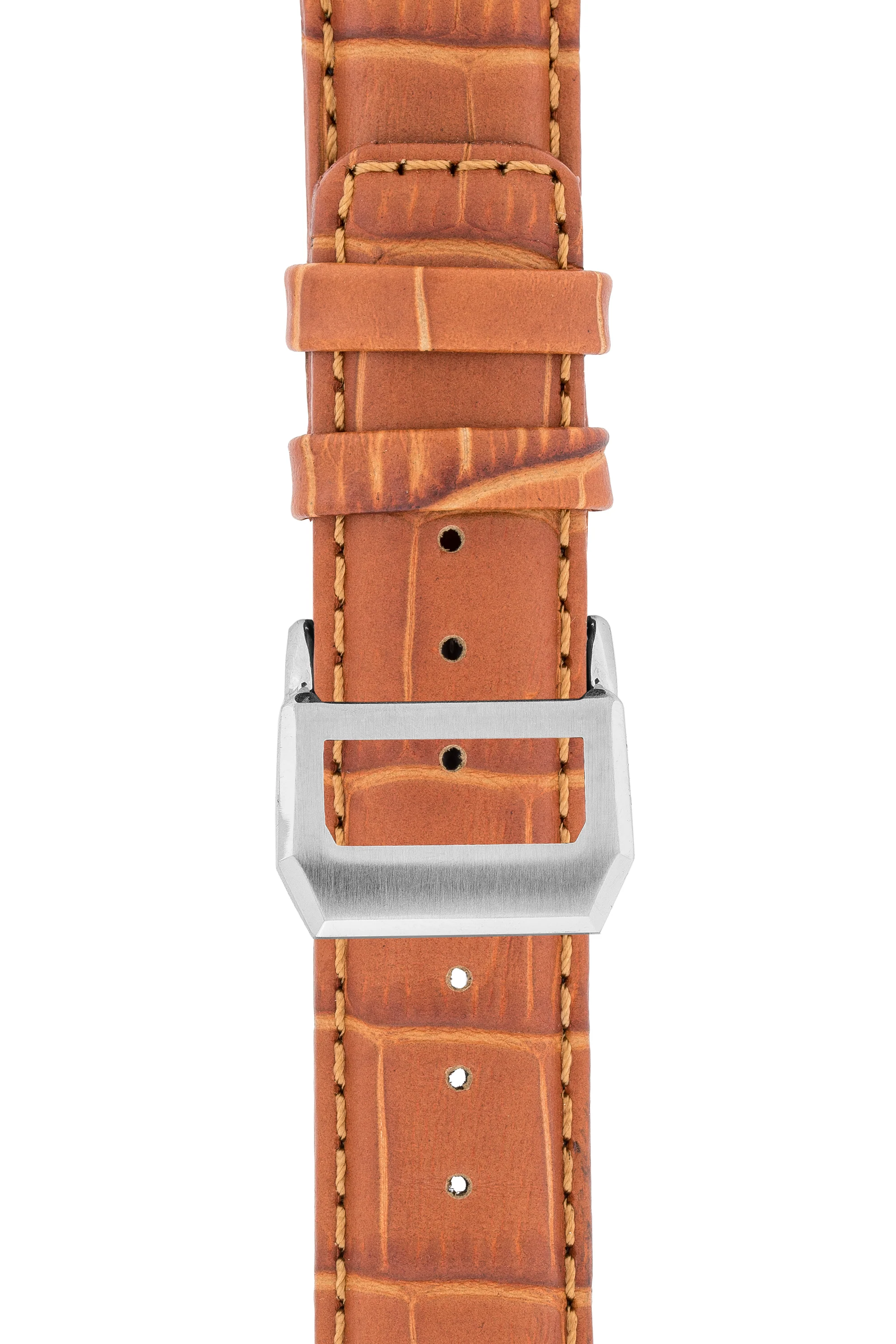 IWC-Style Alligator Embossed Leather Watch Strap in BROWN - Image 9