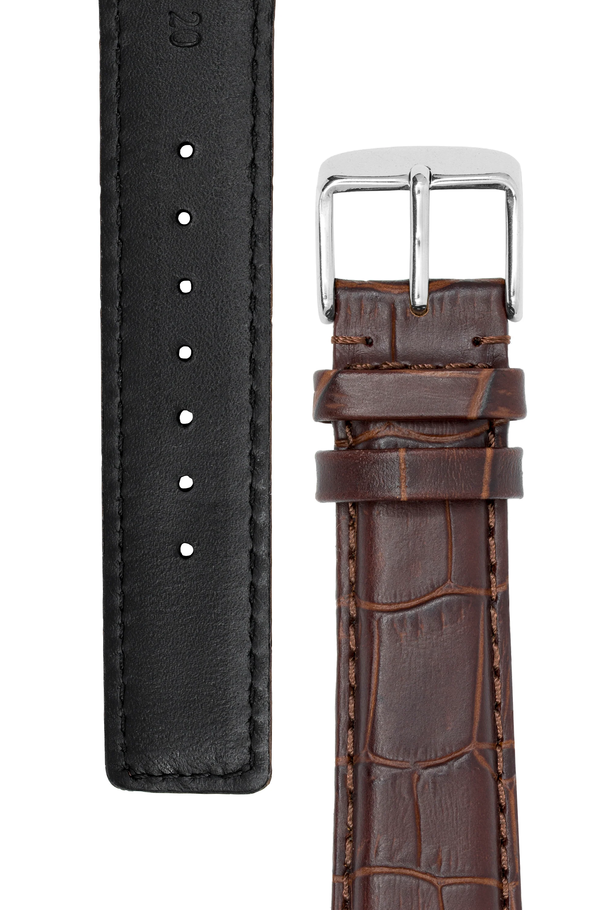 IWC-Style Alligator Embossed Leather Watch Strap in TABAC - Image 3