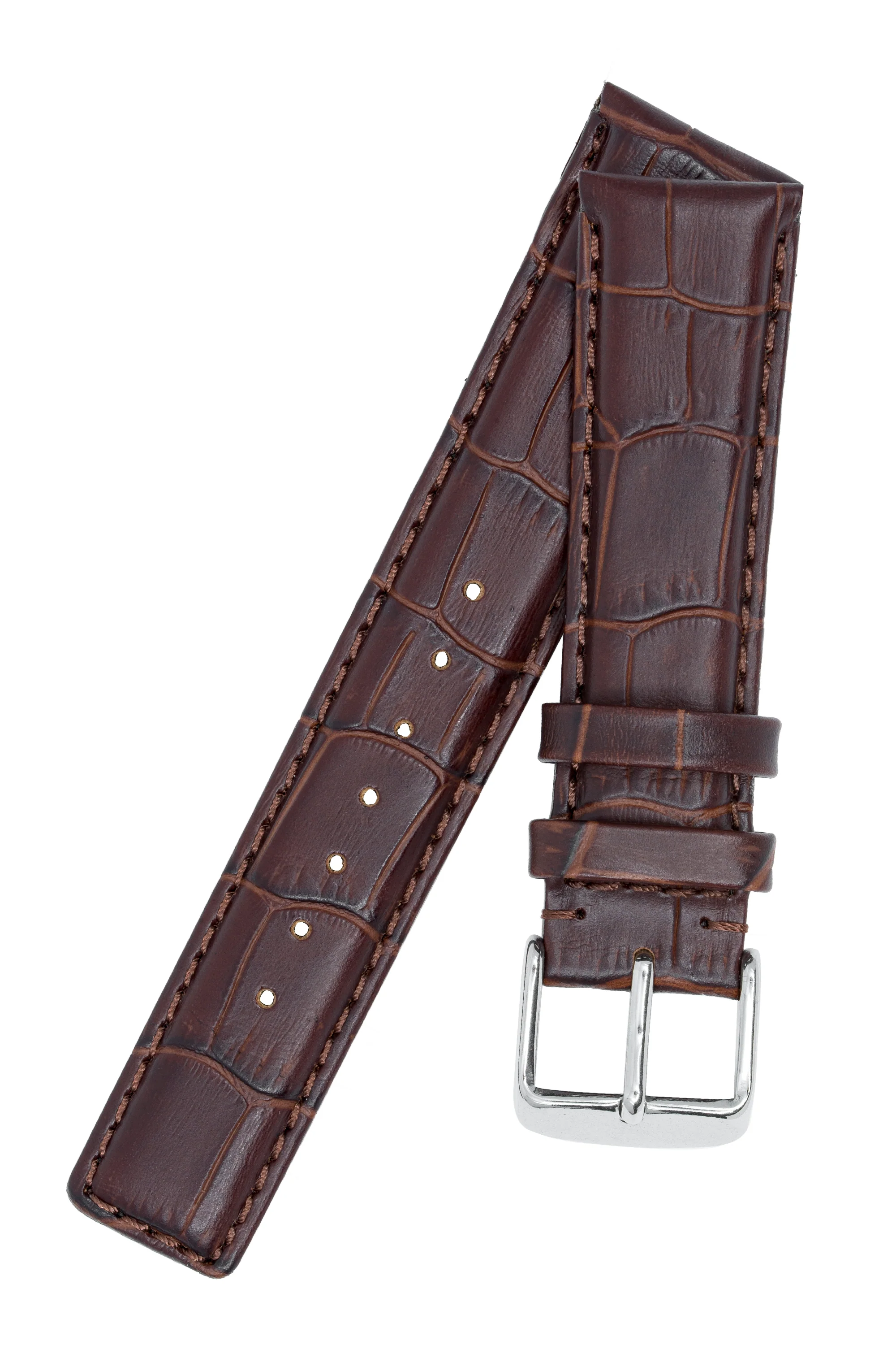 IWC-Style Alligator Embossed Leather Watch Strap in TABAC - Image 4