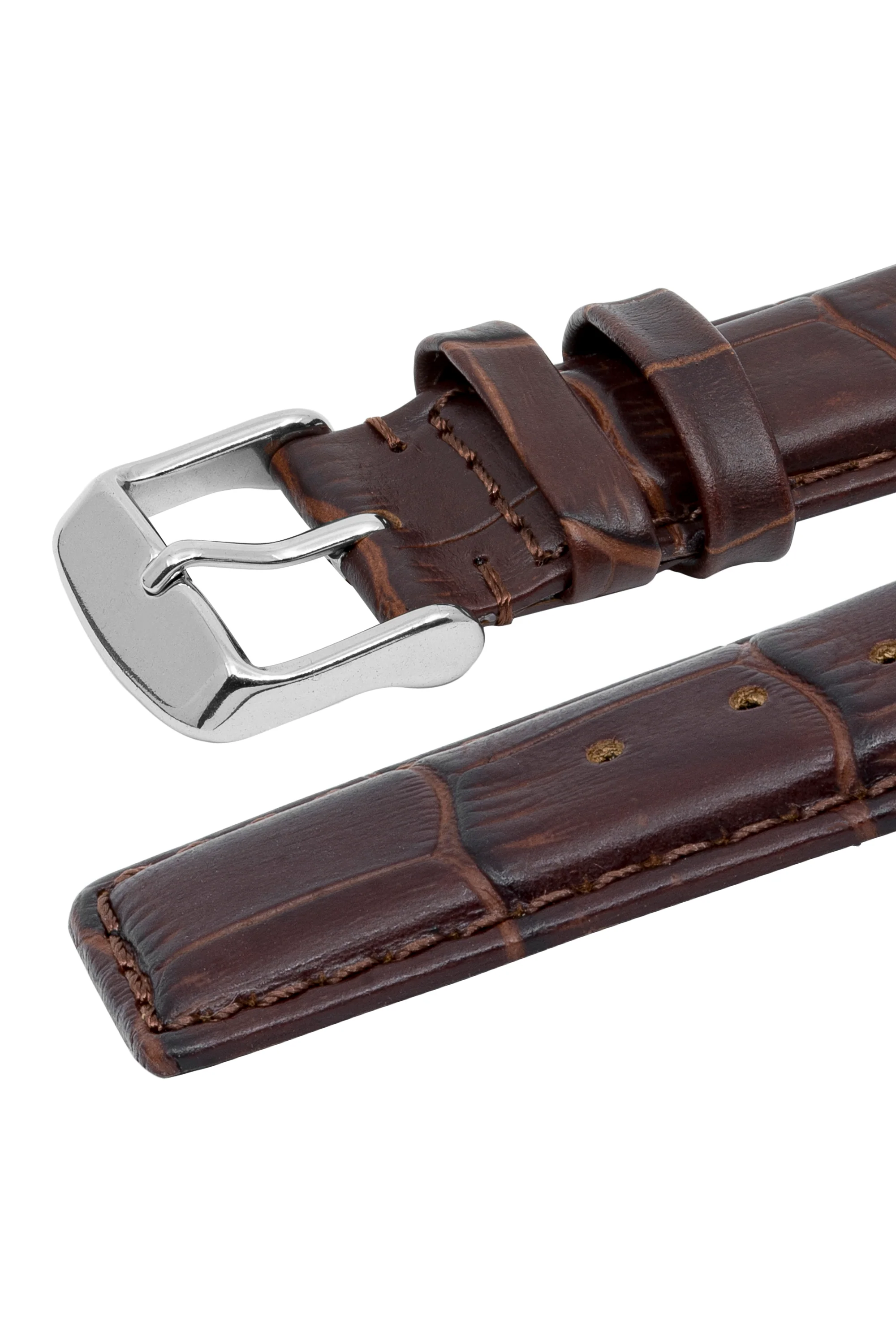 IWC-Style Alligator Embossed Leather Watch Strap in TABAC - Image 6
