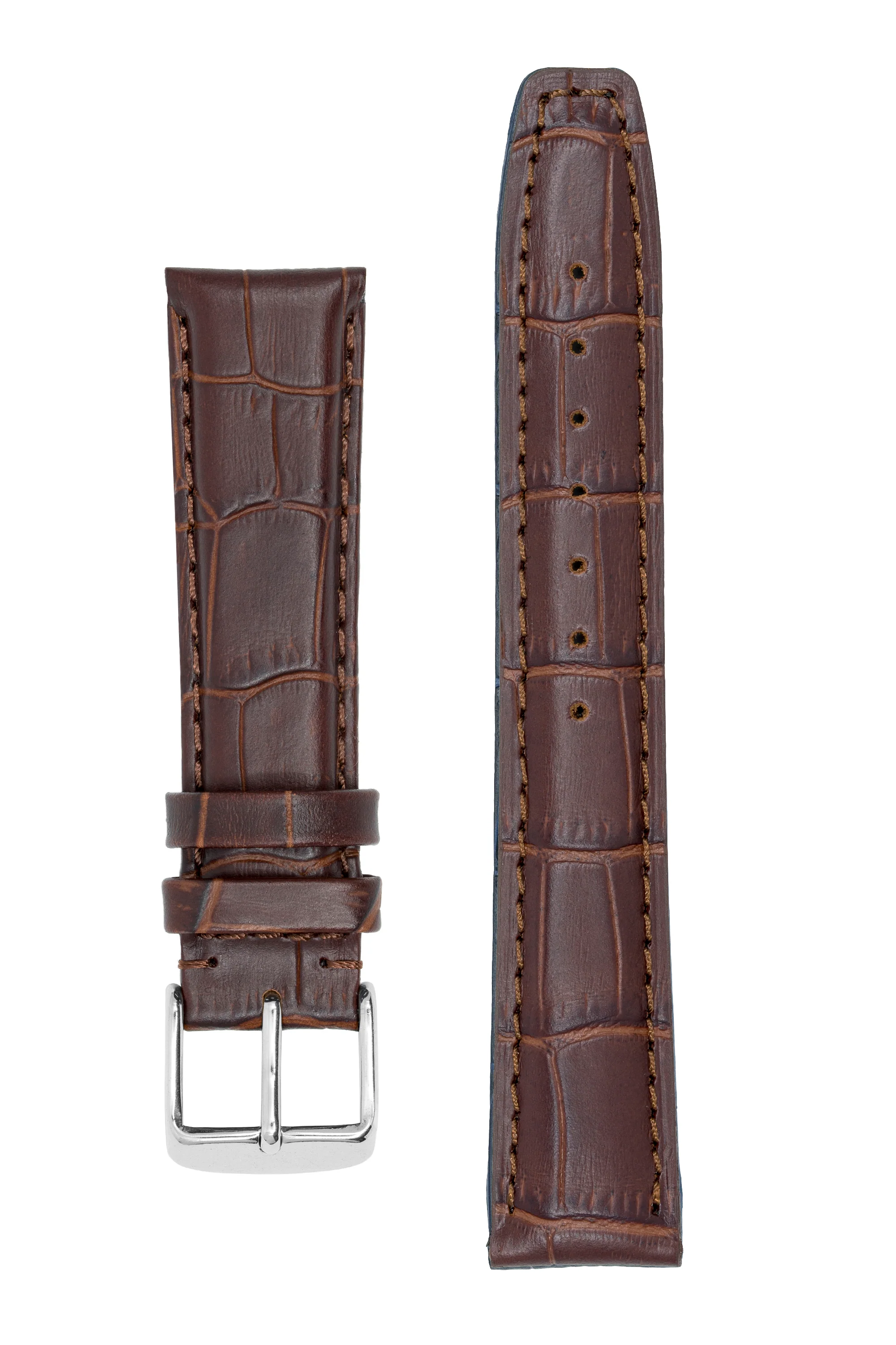 IWC-Style Alligator Embossed Leather Watch Strap in TABAC - Image 7